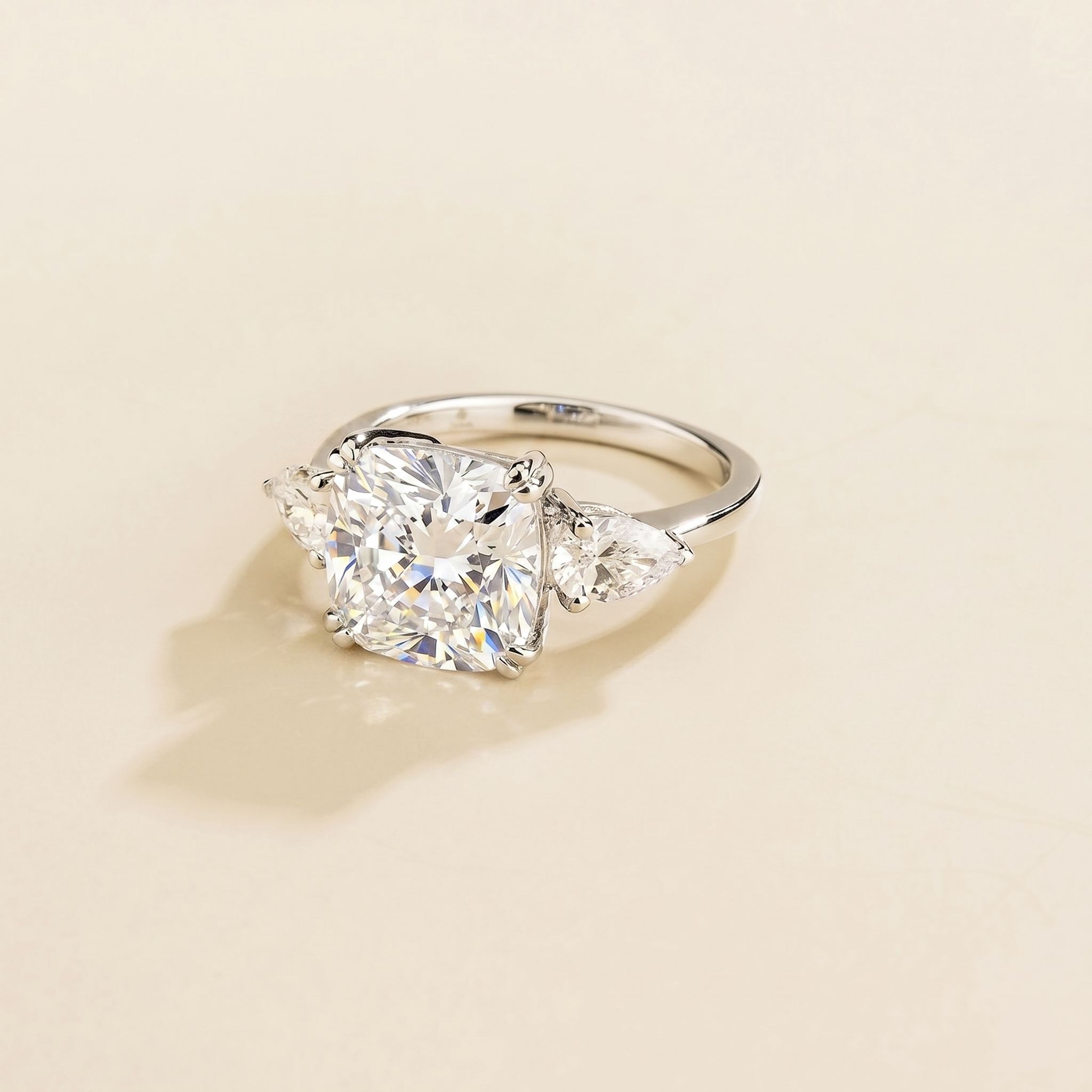Pari Diamond Cushion Cut & Pear Cut White Gold Ring