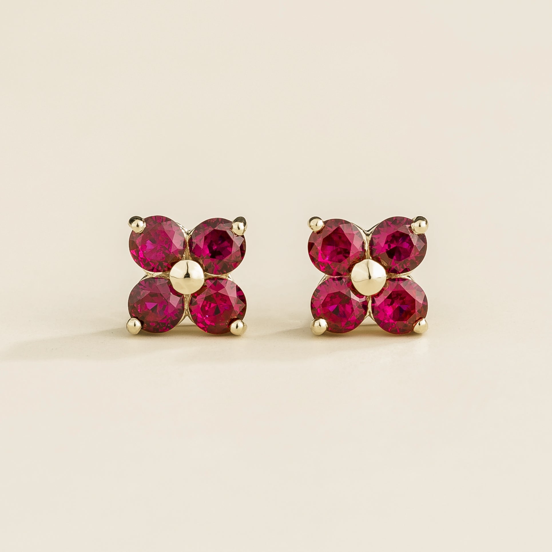 Petale White Gold Earrings Set With Ruby