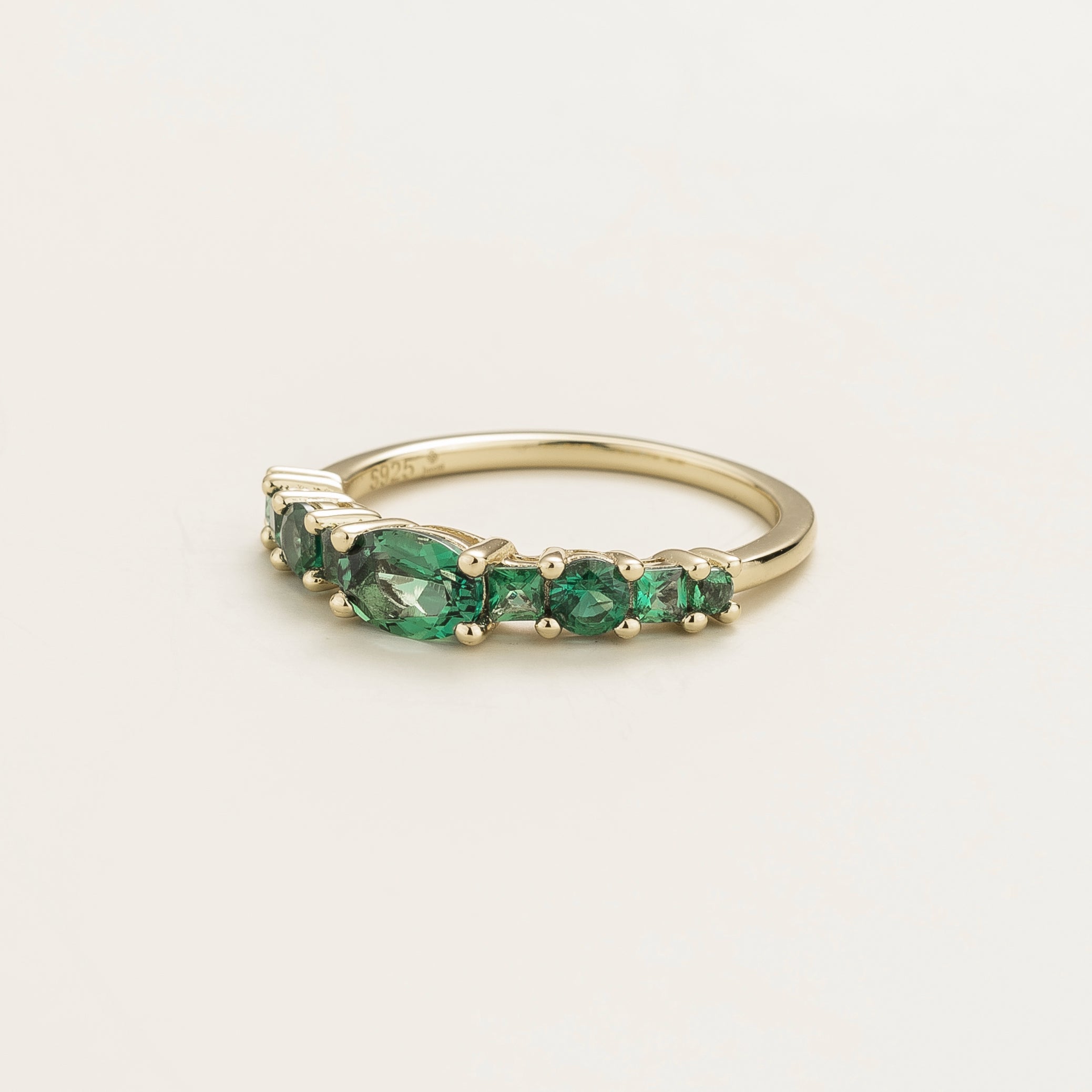 Petra White Gold Ring Set With Emerald by Juvetti