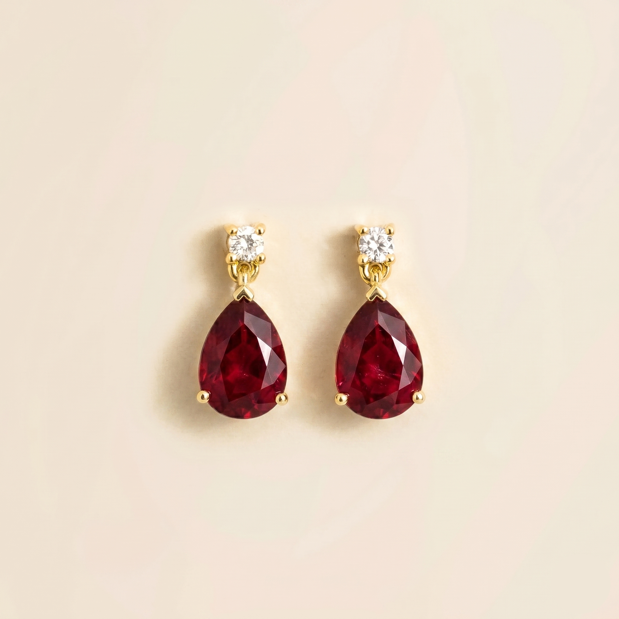 Pisa Ruby & Diamond Pear Drop Earrings in Gold