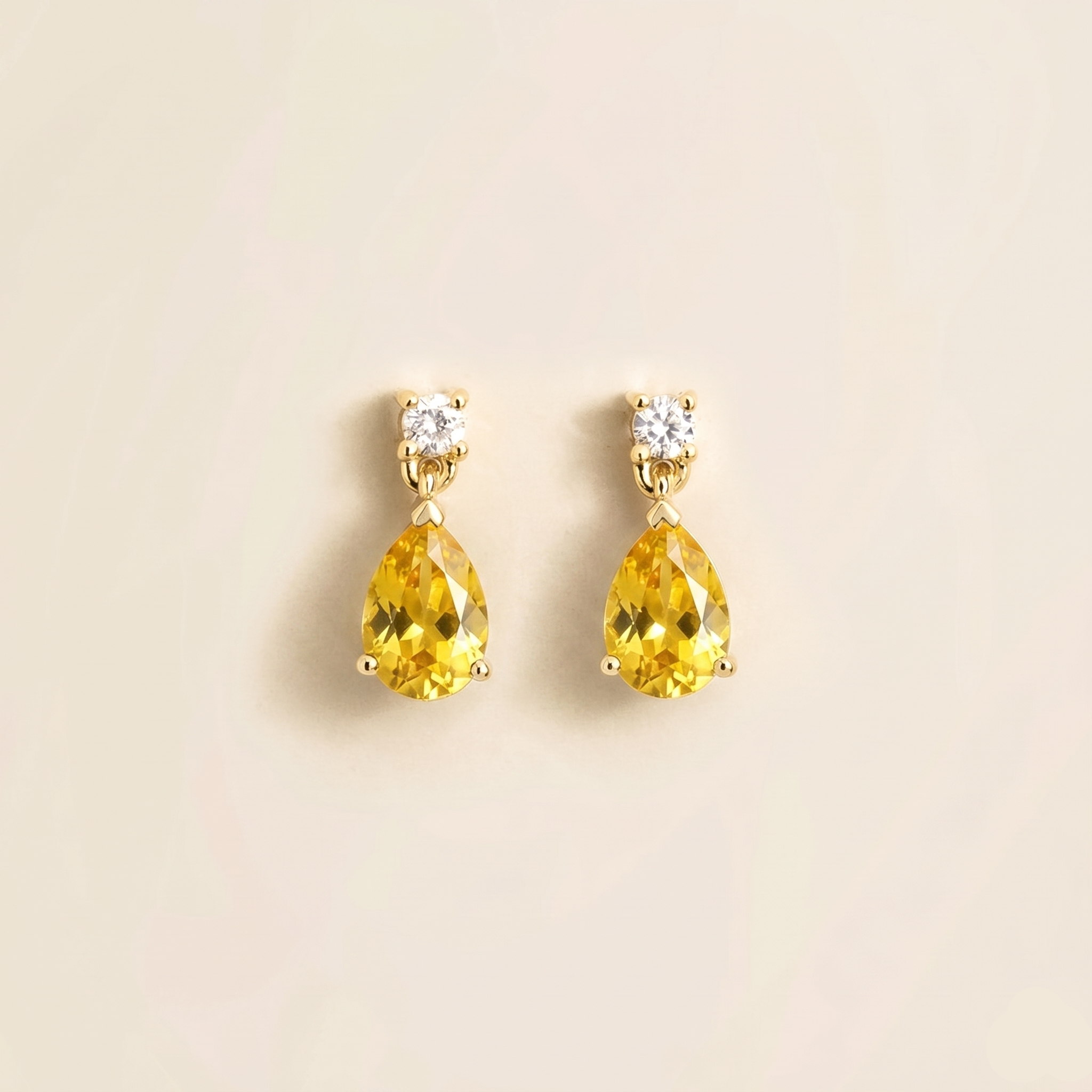 Pisa Yellow Sapphire & Diamond Pear Drop Earrings in Gold