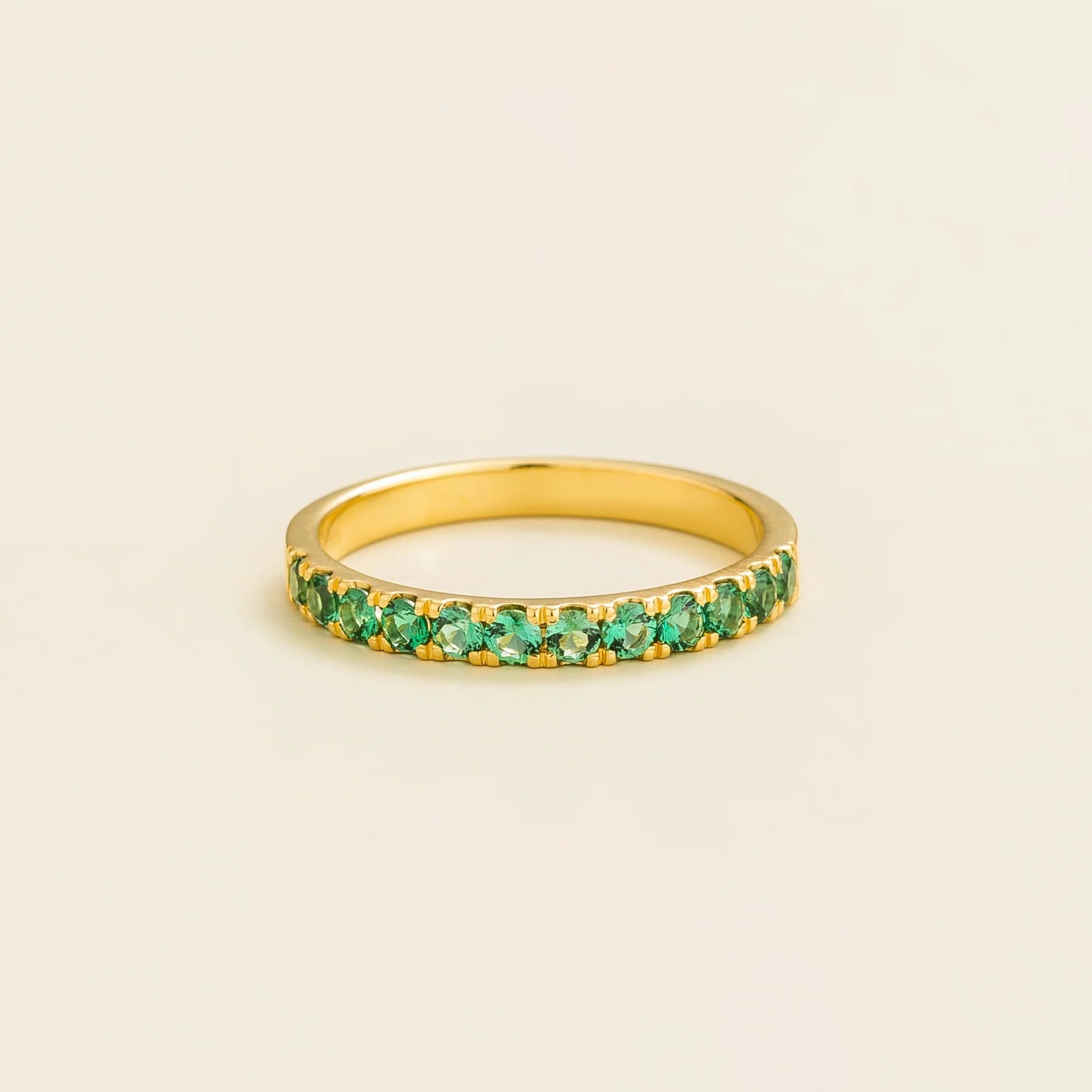 Salto Gold Half Eternity Ring Set With Emerald By Juvetti Online Jewellery London