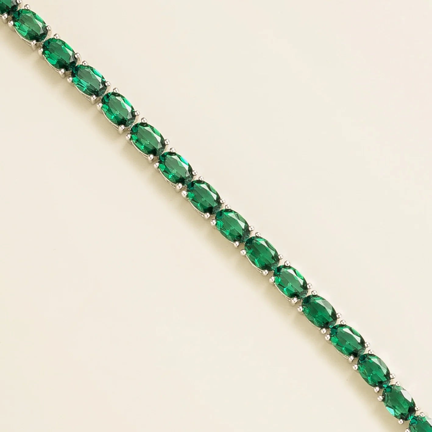 Salto White Gold Tennis Bracelet Set With Emerald Bespoke London Jewellery Store