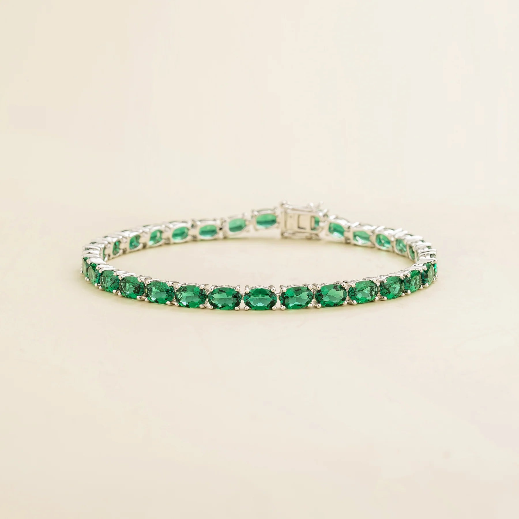 Salto White Gold Tennis Bracelet Set With Emerald Best London Jewellery Store