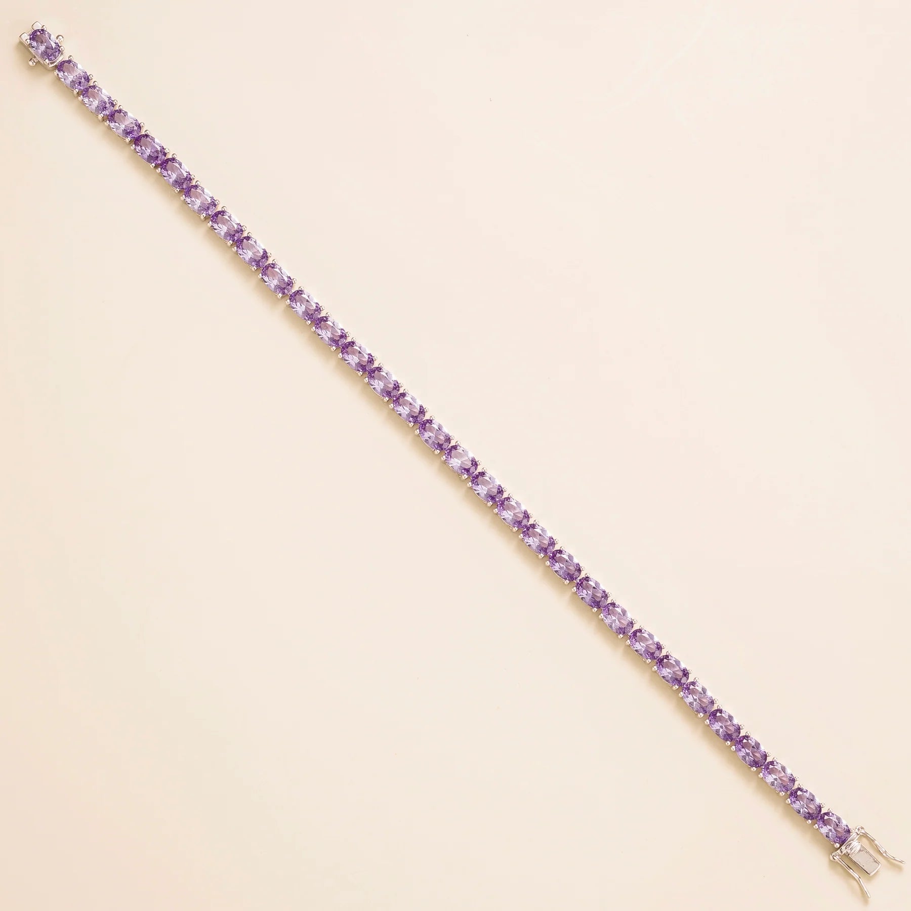 Salto White Gold Tennis Bracelet Set With Purple Sapphire By Juvetti Online Jewellery