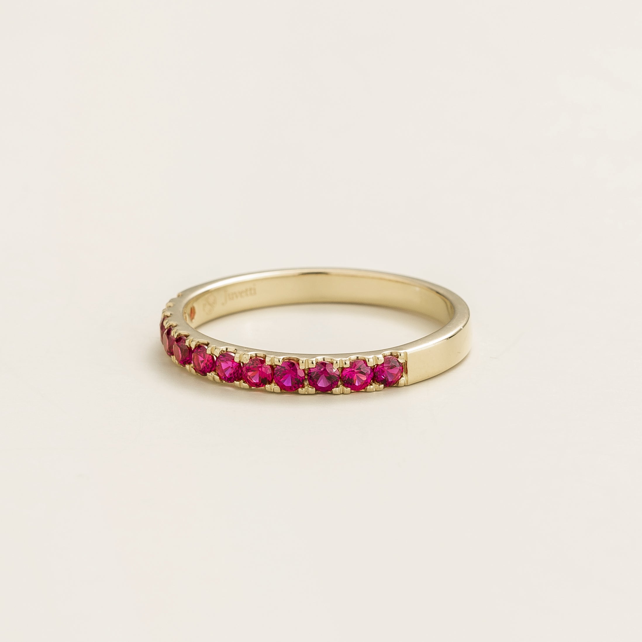 Salto Design White Gold Ring with Ruby Stones – Juvetti UK