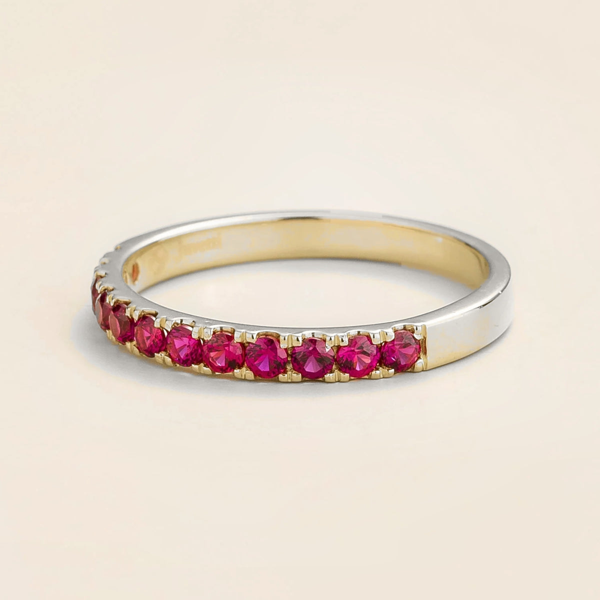 Salto Ruby Half Eternity Ring in White Gold – front view