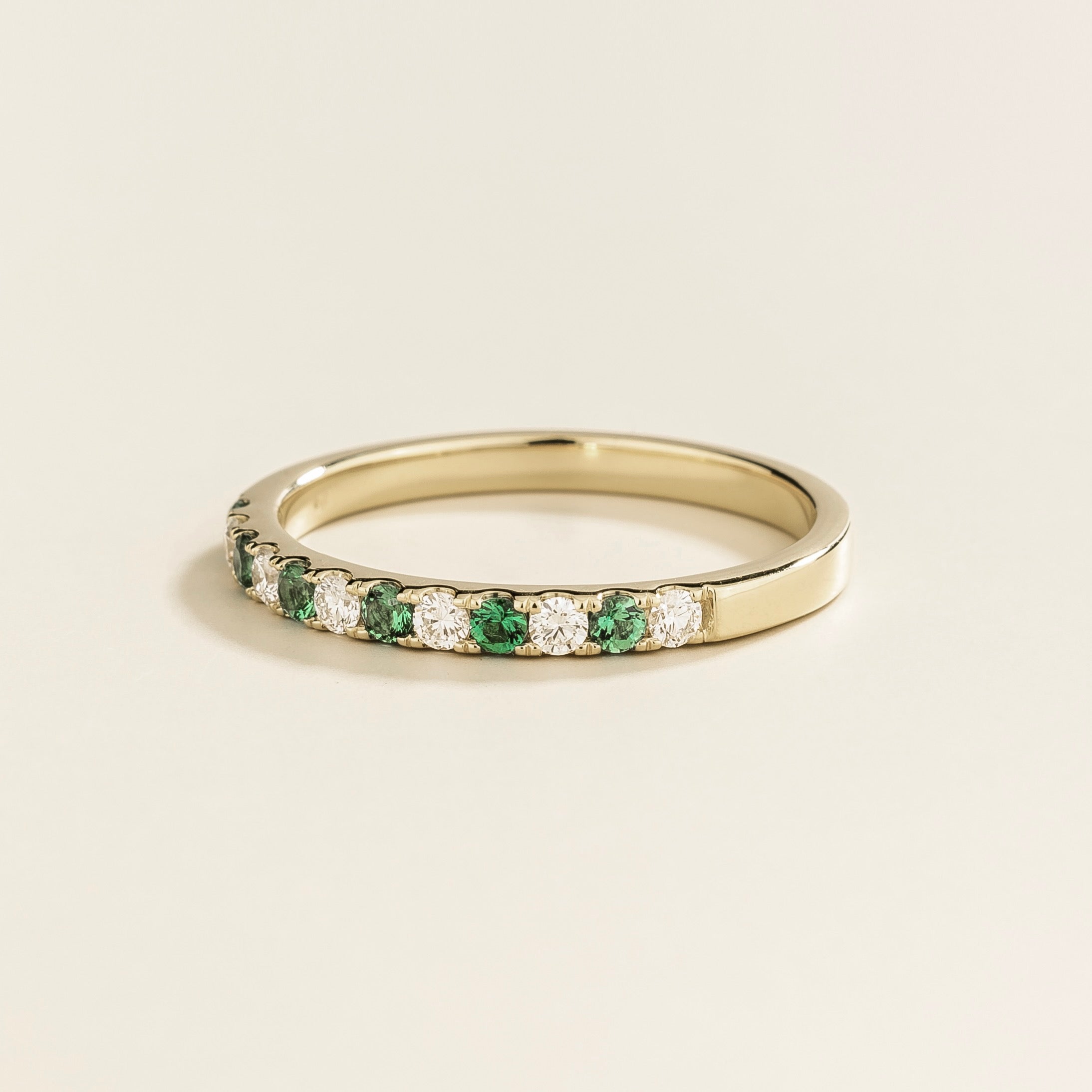 Salto White Gold Ring In Emerald & Diamond by Juvetti from London