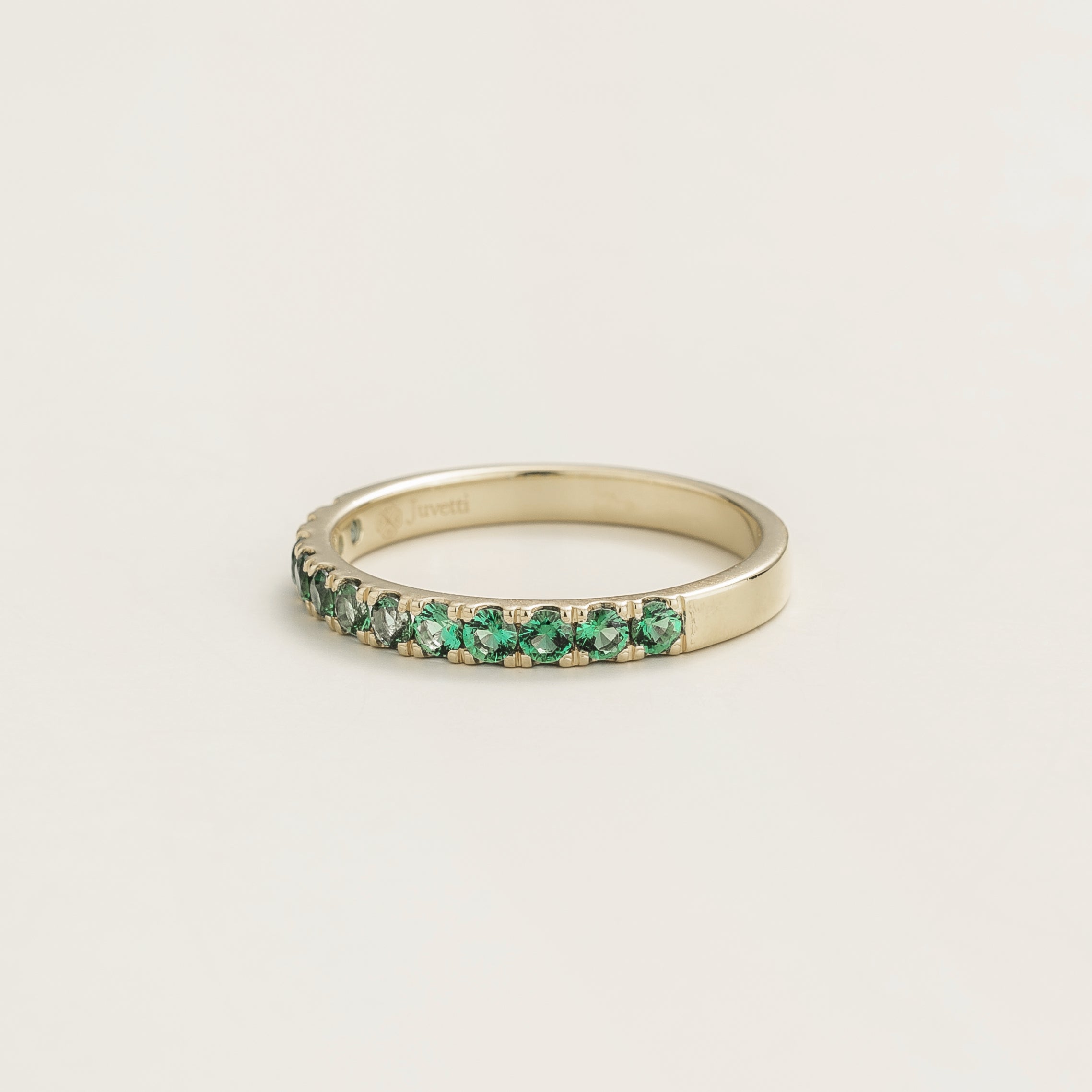 Salto White Gold Ring Set With Emerald by Juvetti from London