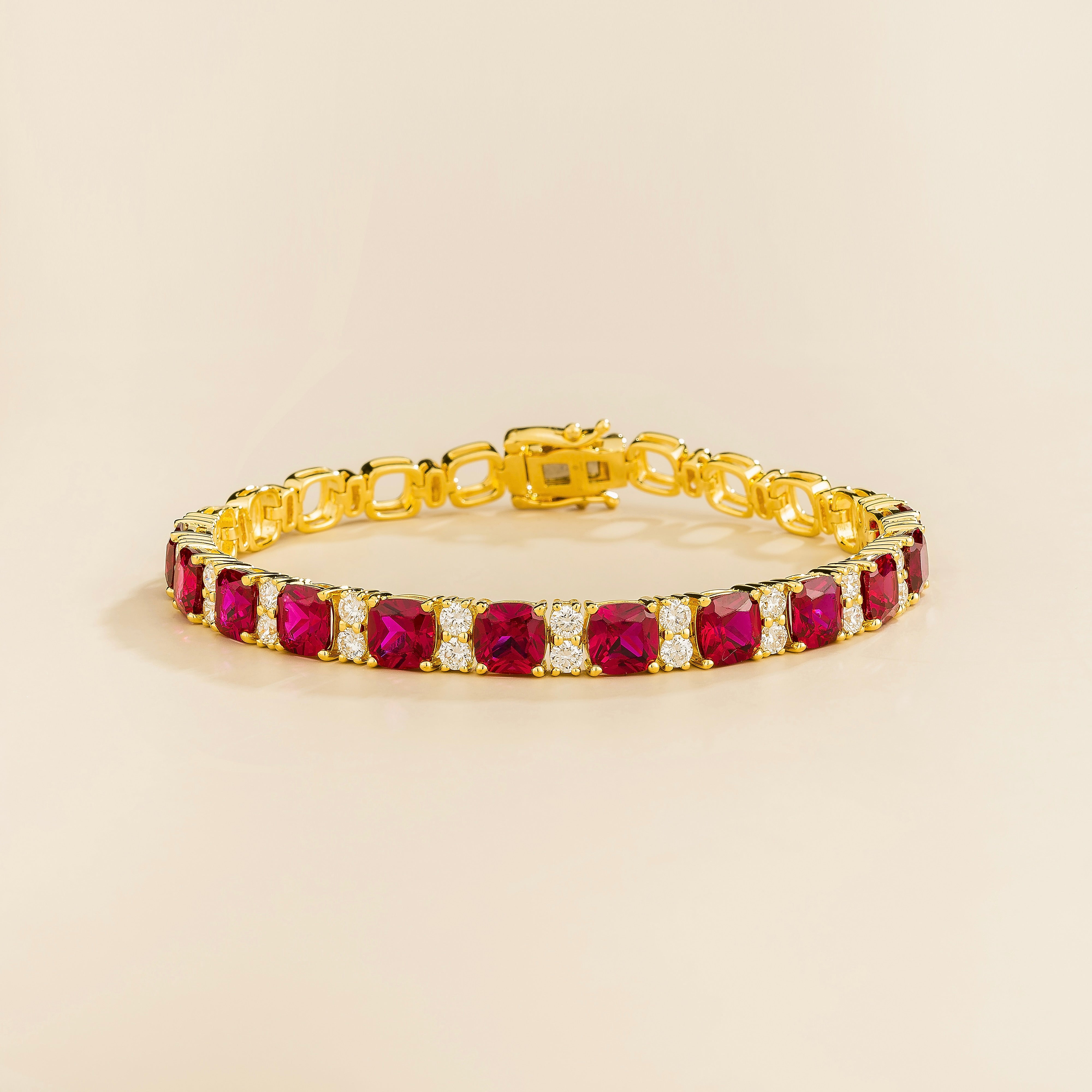 Sira Gold Bracelet with Rubies and Lab Grown Diamonds – Luxury Jewelry UK