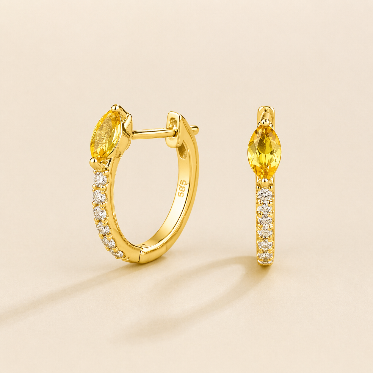 Sors Yellow Sapphire & Diamond Huggie Hoop Earrings in Gold