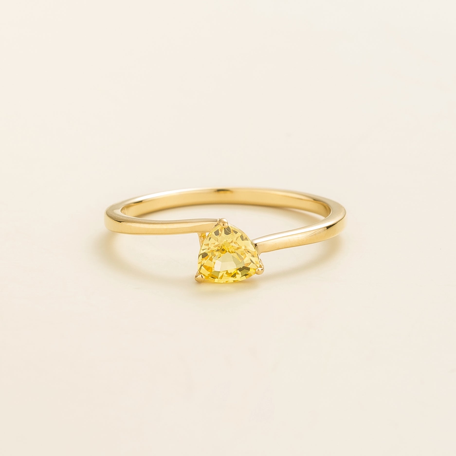 14K Gold Trillion Cut Yellow Sapphire Ring – Sustainable Luxury