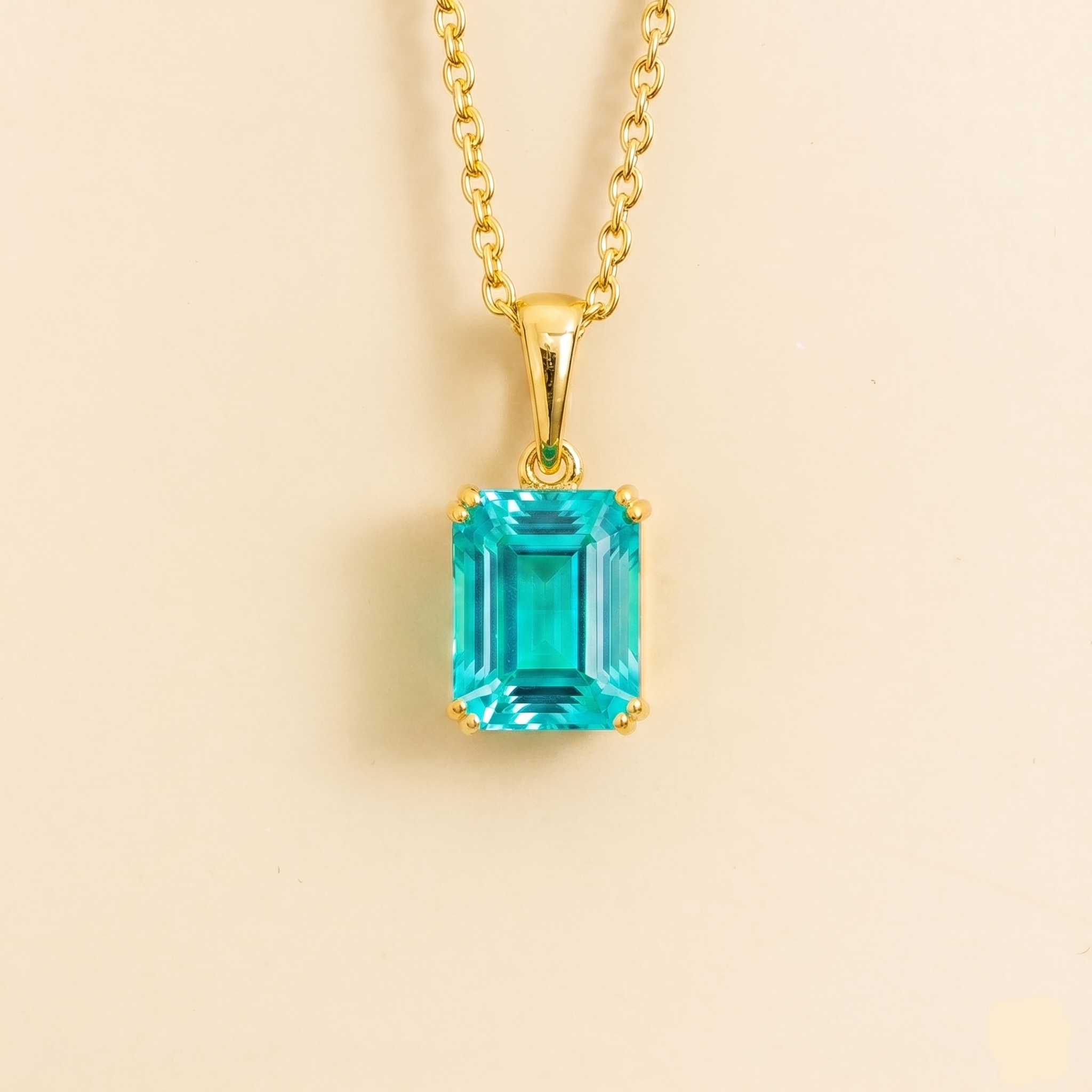 Thamani Padparadscha Sapphire Emerald-Cut Solitaire Pendant Necklace in Gold
