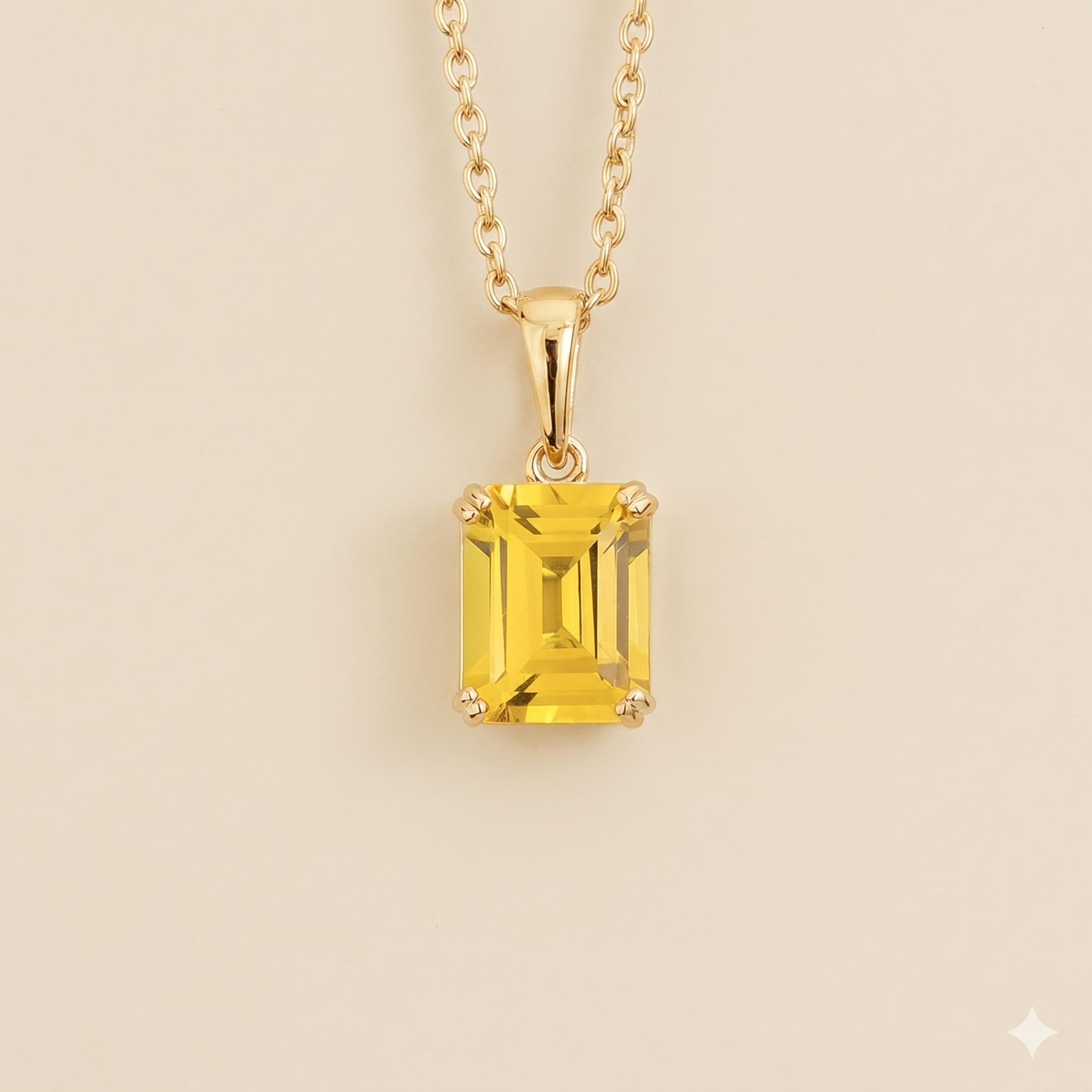 Thamani Yellow Sapphire Emerald-Cut Solitaire Pendant Necklace in Gold
