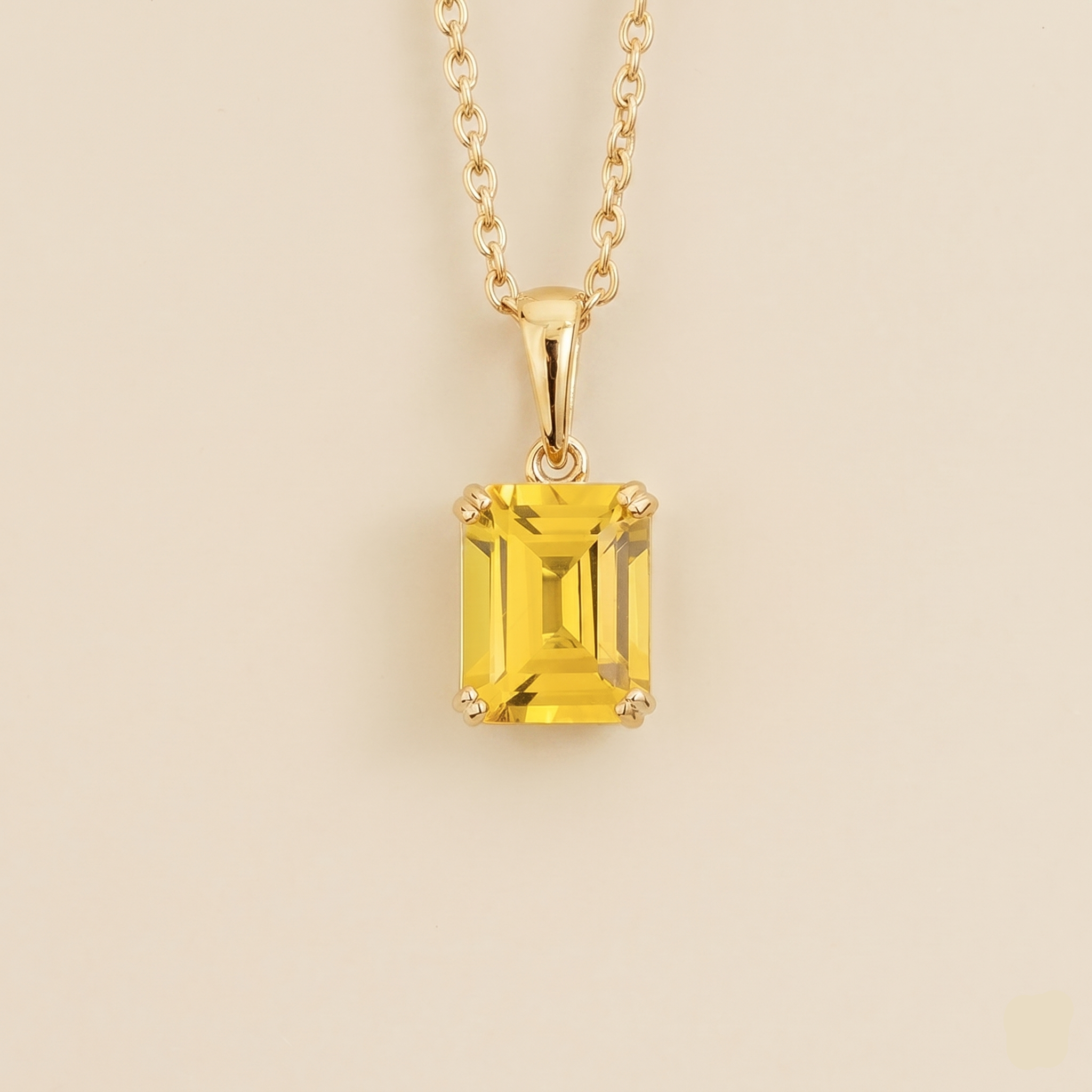 Thamani Yellow Sapphire Emerald-Cut Solitaire Pendant Necklace in Gold