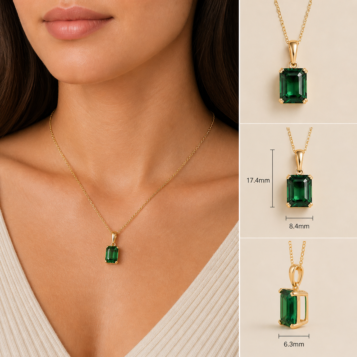 Thamani Yellow Sapphire Emerald-Cut Solitaire Pendant Necklace in White Gold