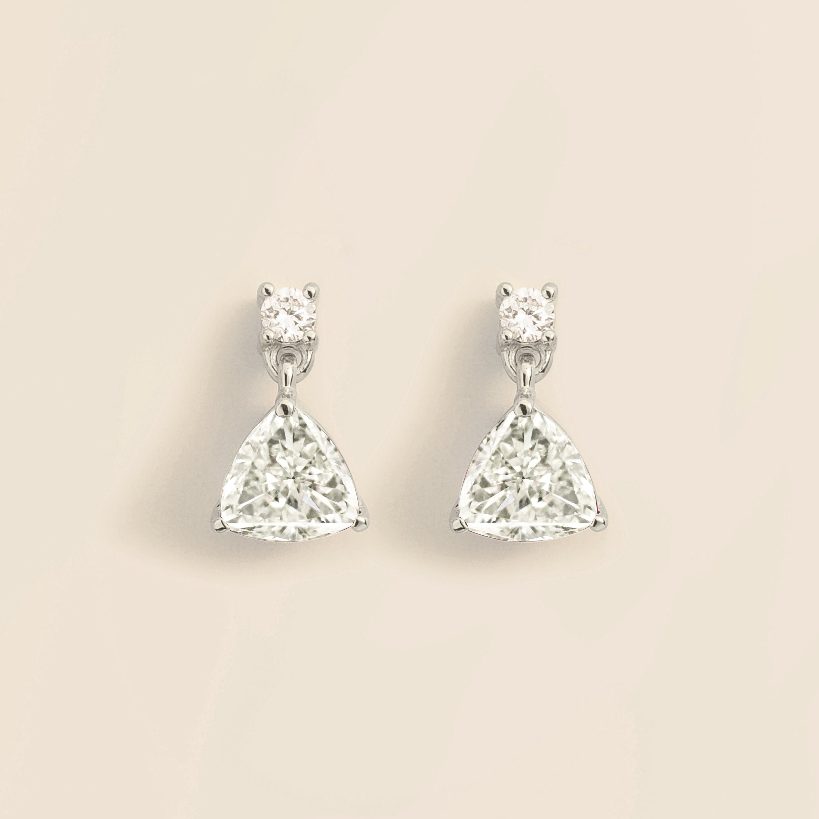 Trillion White Gold Earrings Set With Diamonds