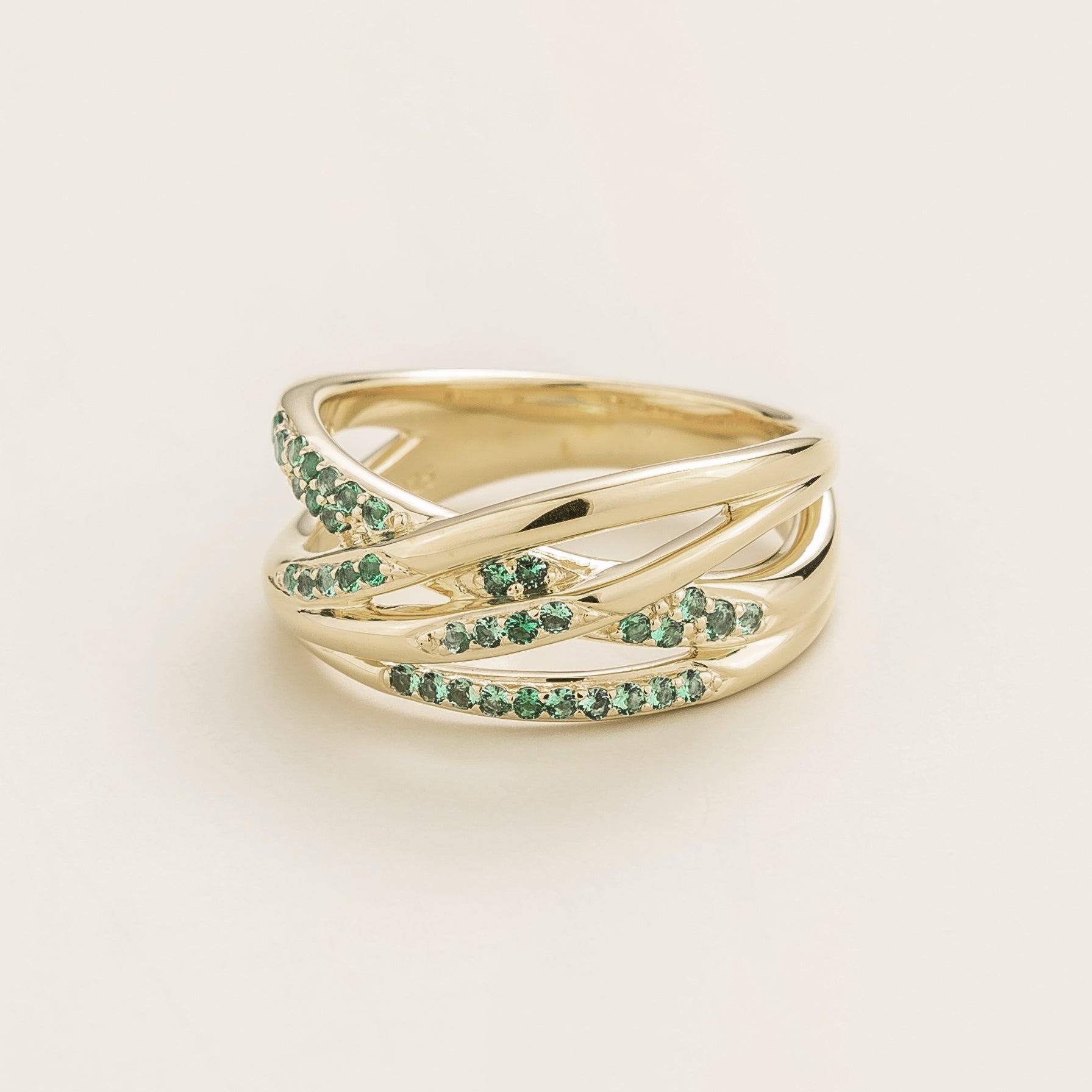 Val White Gold Ring Set With Emerald by Juvetti From London UK