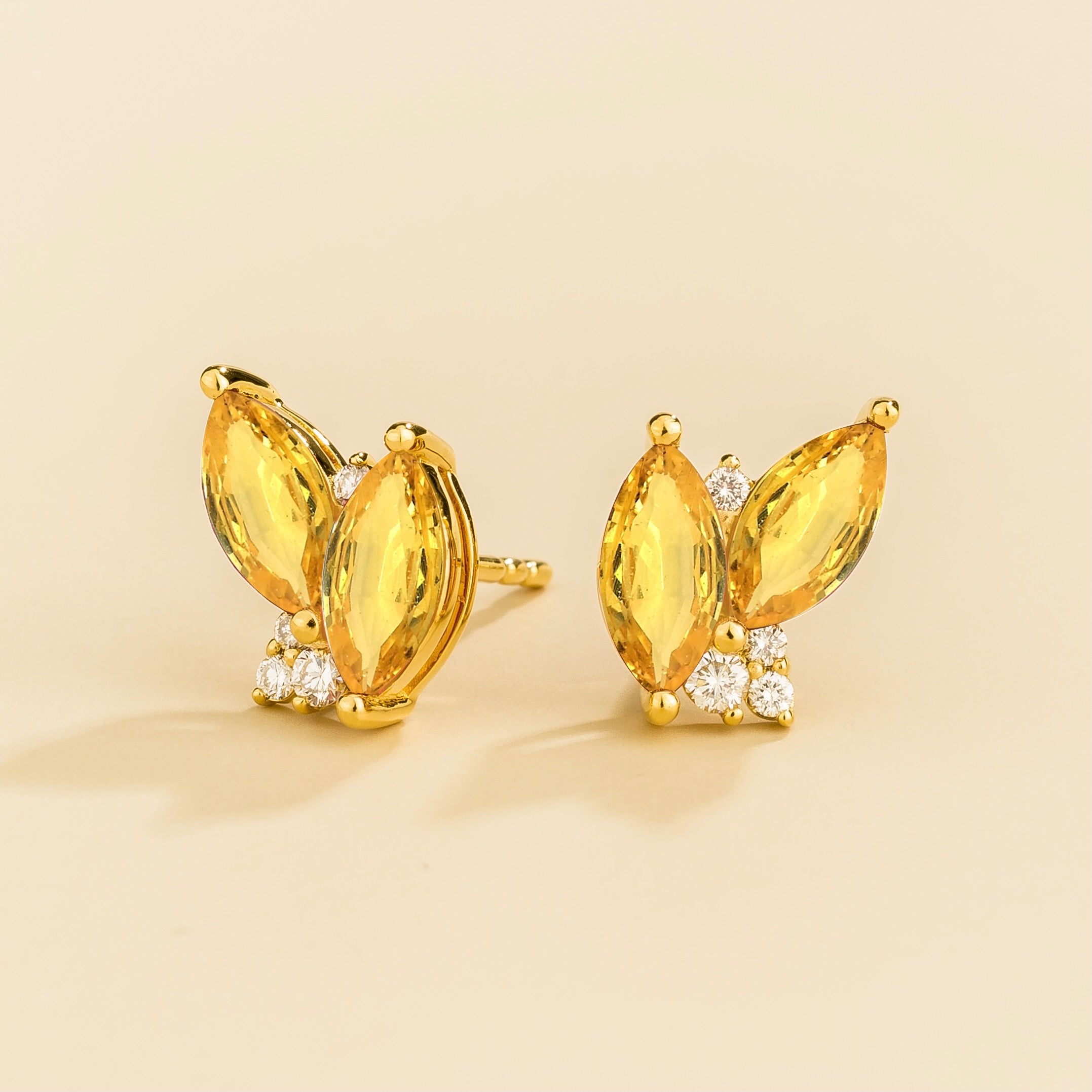 Vento Design Gold Earrings with Yellow Sapphire & Diamond – Juvetti UK