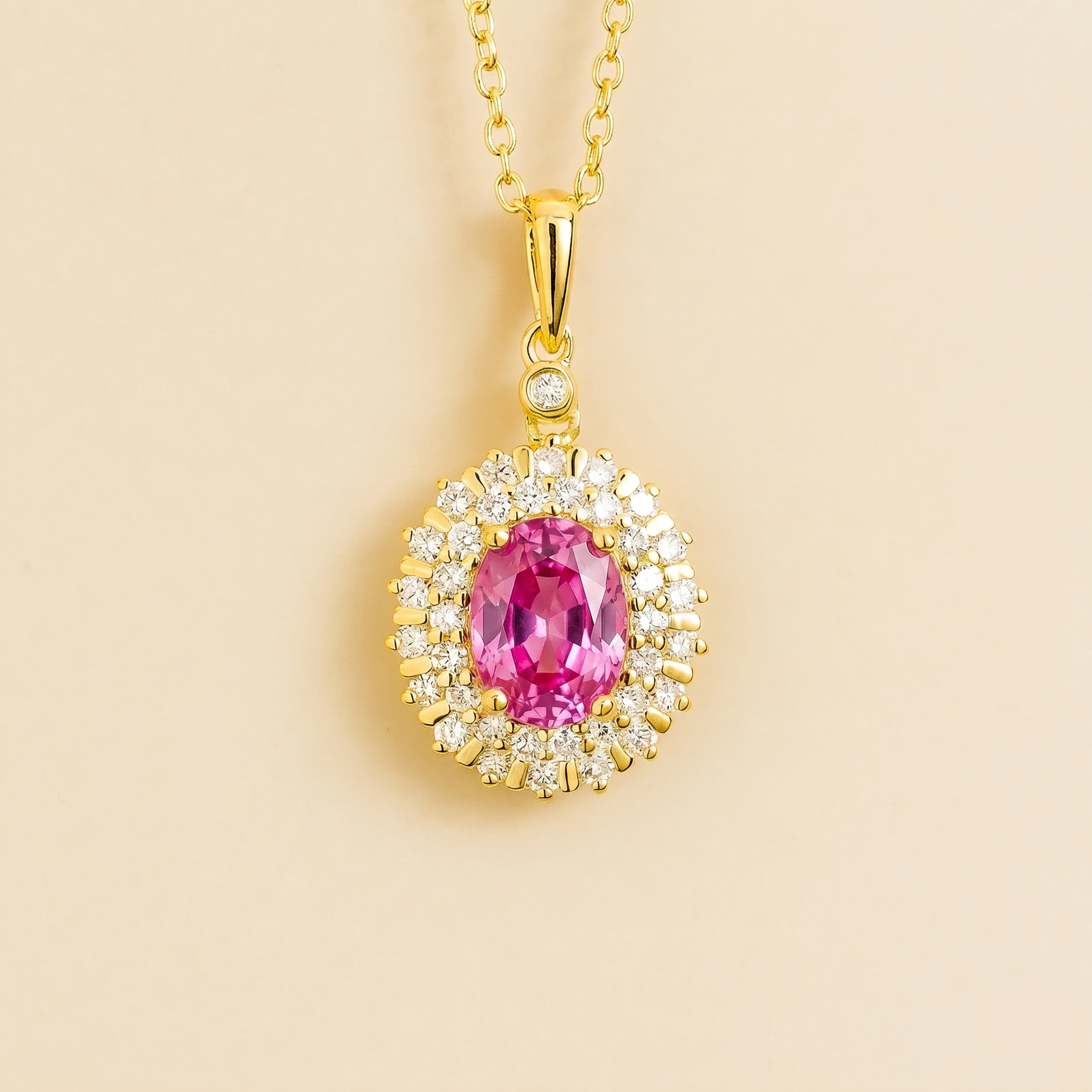 Viva Pink Sapphire & Diamond Necklace In Gold