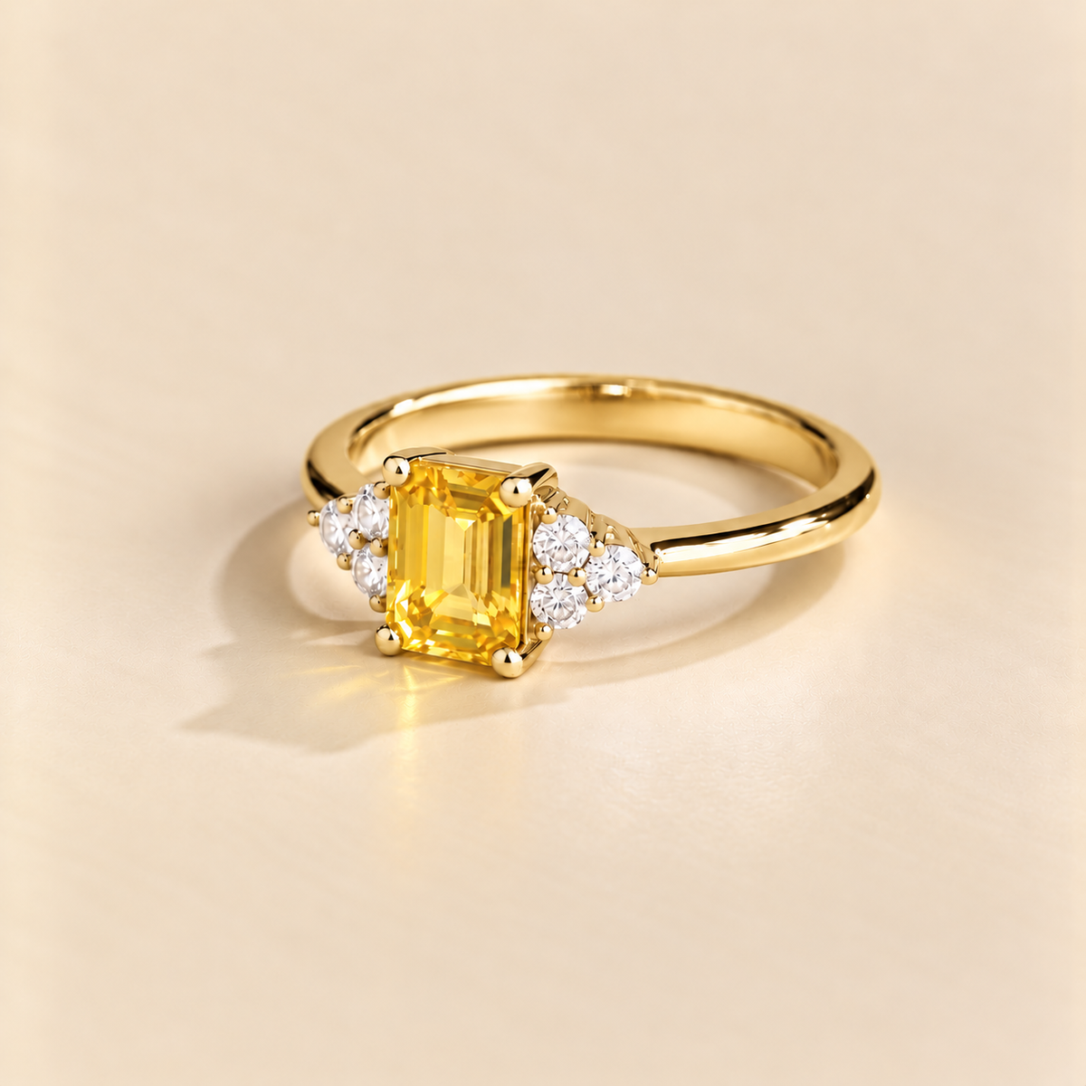 Chateau Yellow Sapphire Emerald-Cut & Diamond Ring in Gold