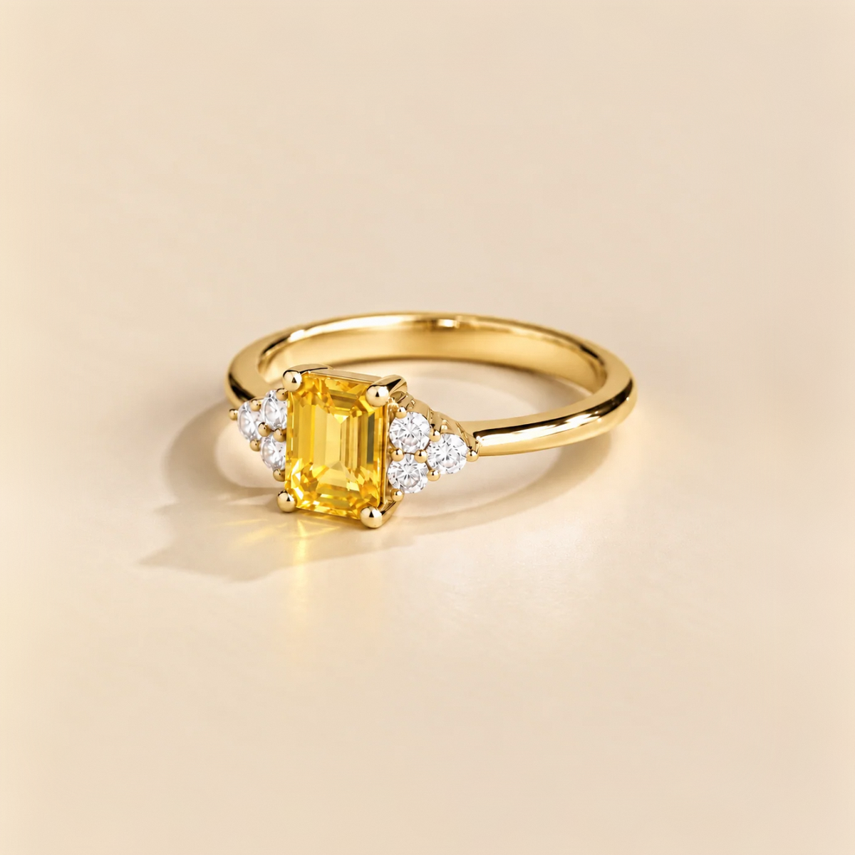 Chateau Yellow Sapphire Emerald-Cut & Diamond Ring in Gold