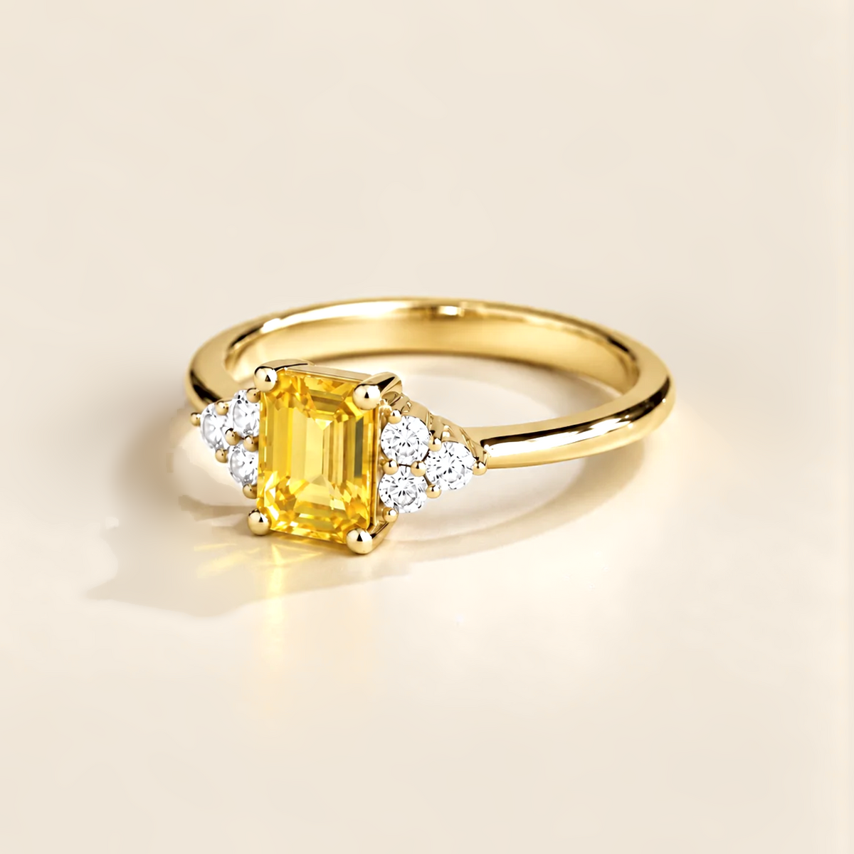 Chateau Yellow Sapphire Emerald-Cut & Diamond Ring in Gold