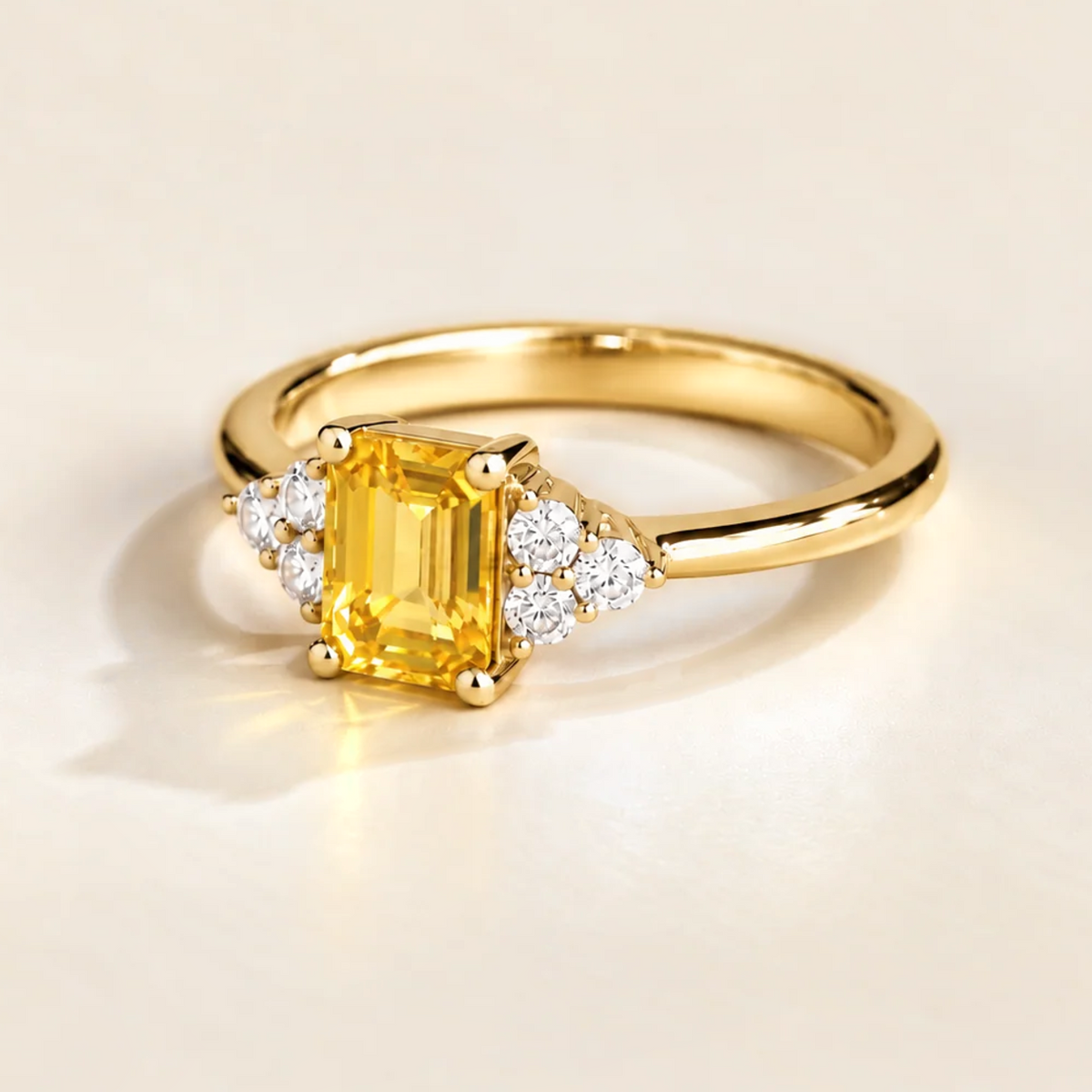 Chateau Yellow Sapphire Emerald-Cut & Diamond Ring in Gold