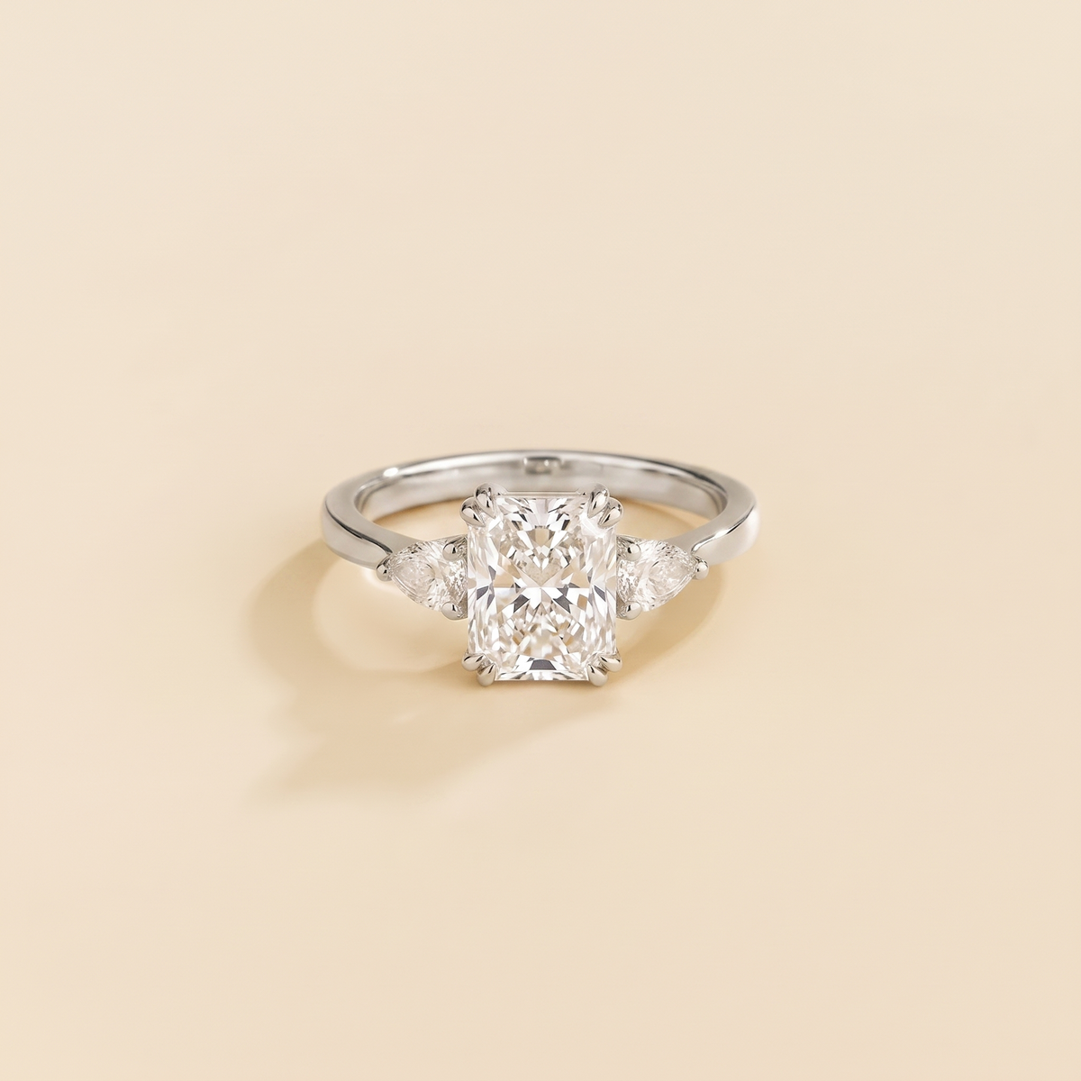 Bale Radiant-Cut Lab-Grown Diamond Engagement Ring in White Gold – front view