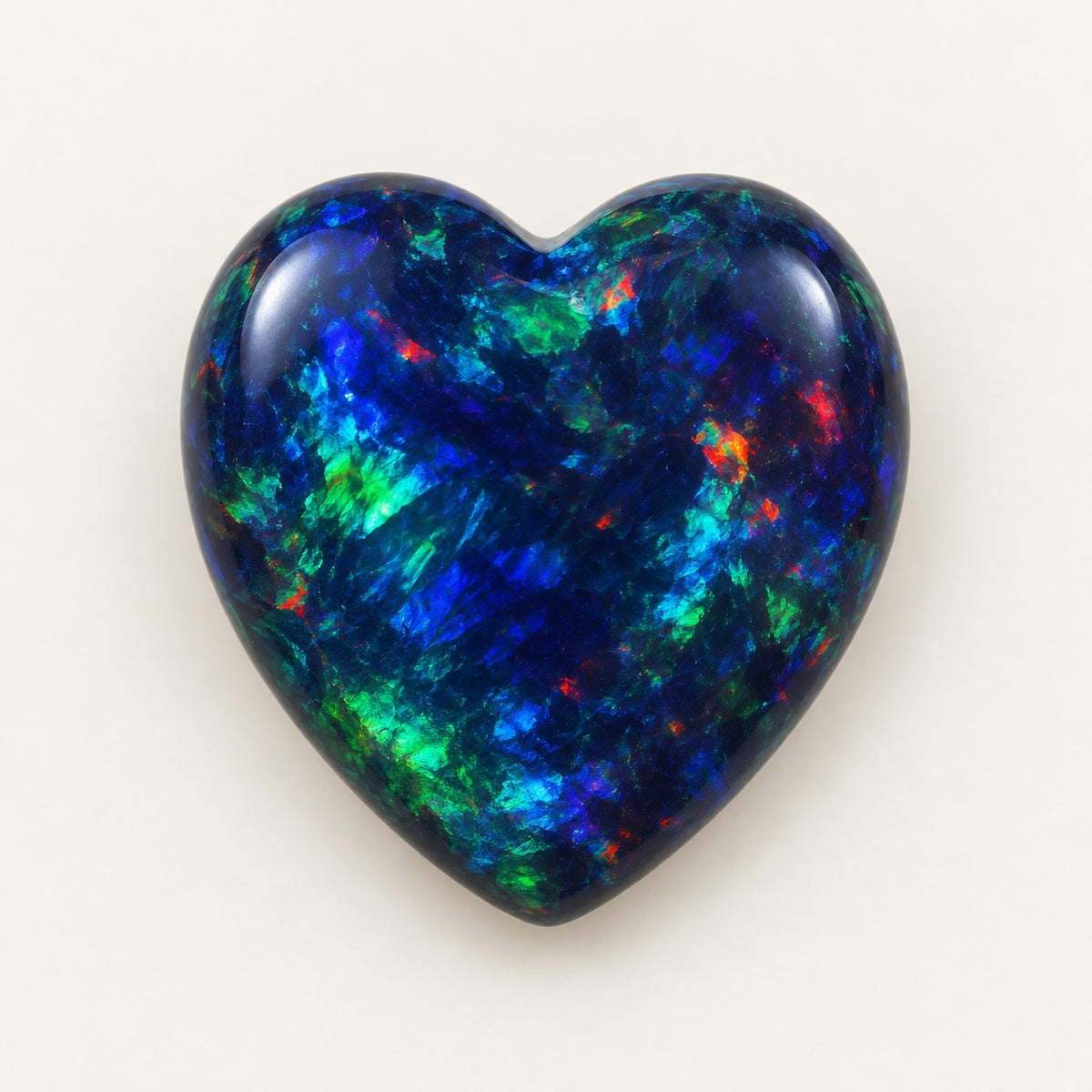 Black lab-grown opal, heart cabochon