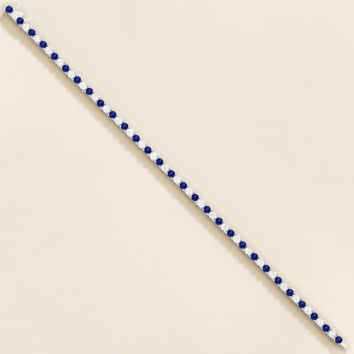 Stacy Blue Sapphire & Diamond Round Tennis Bracelet in White Gold