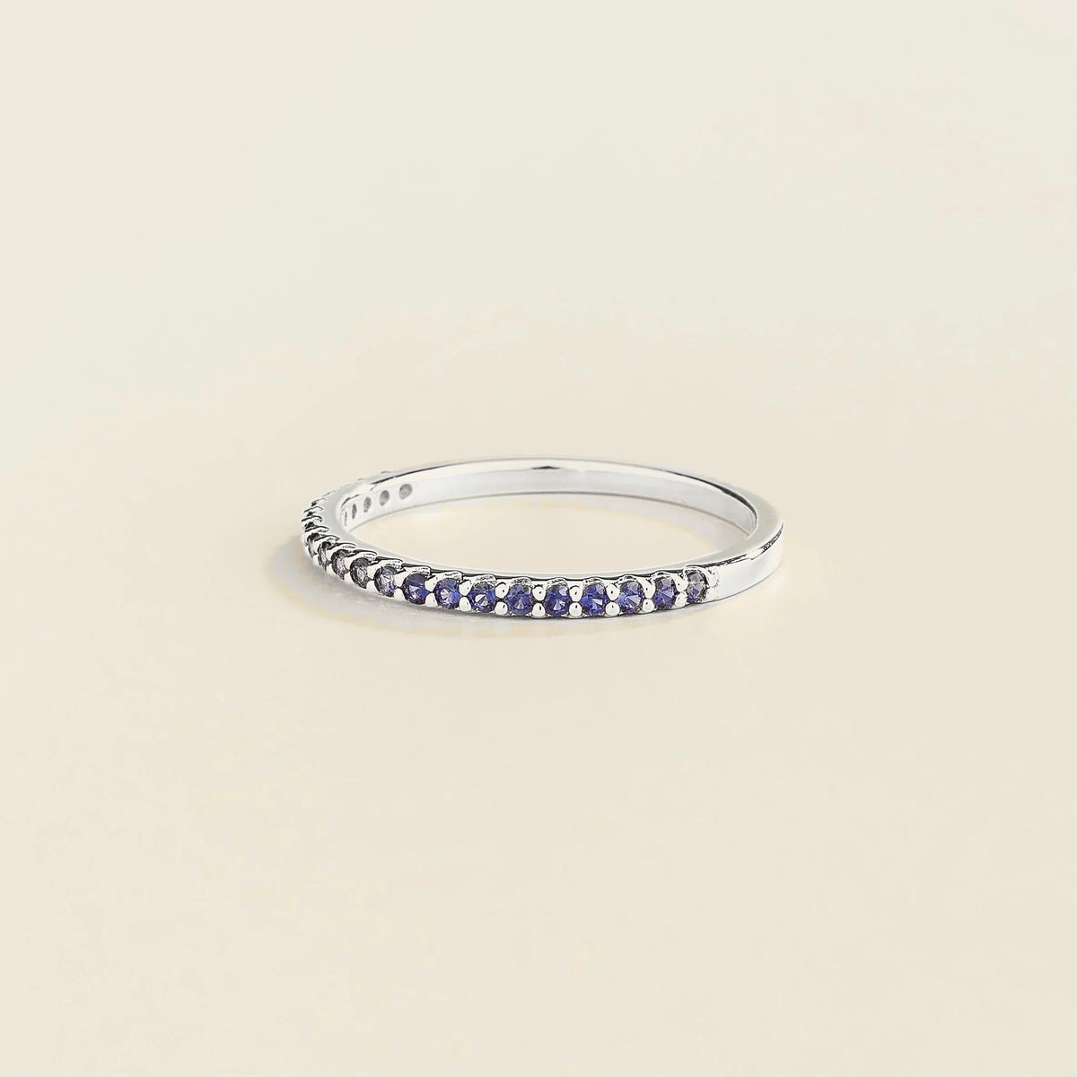 Blue Sapphire Half Eternity Band in White Gold