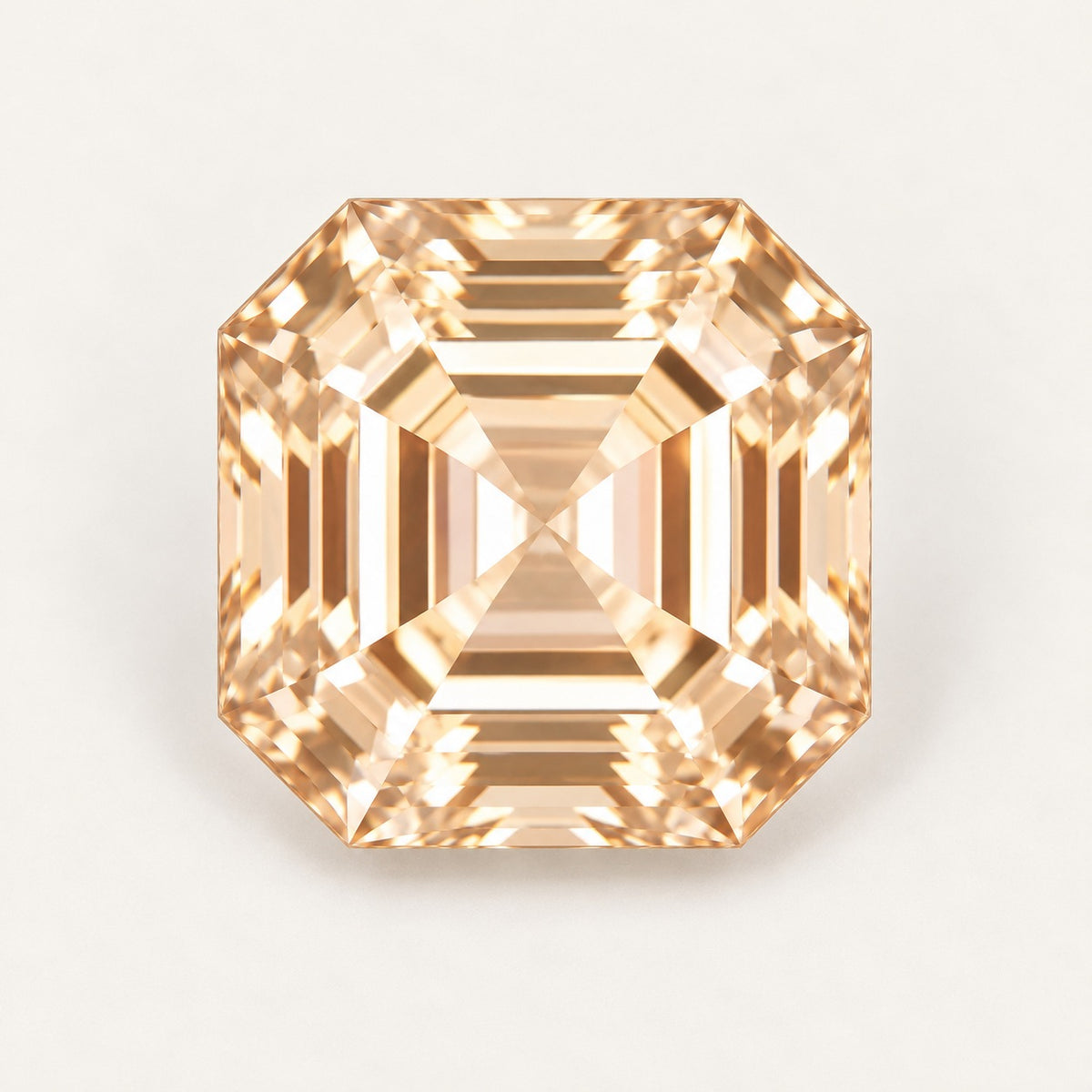 Champagne lab-grown sapphire, asscher cut