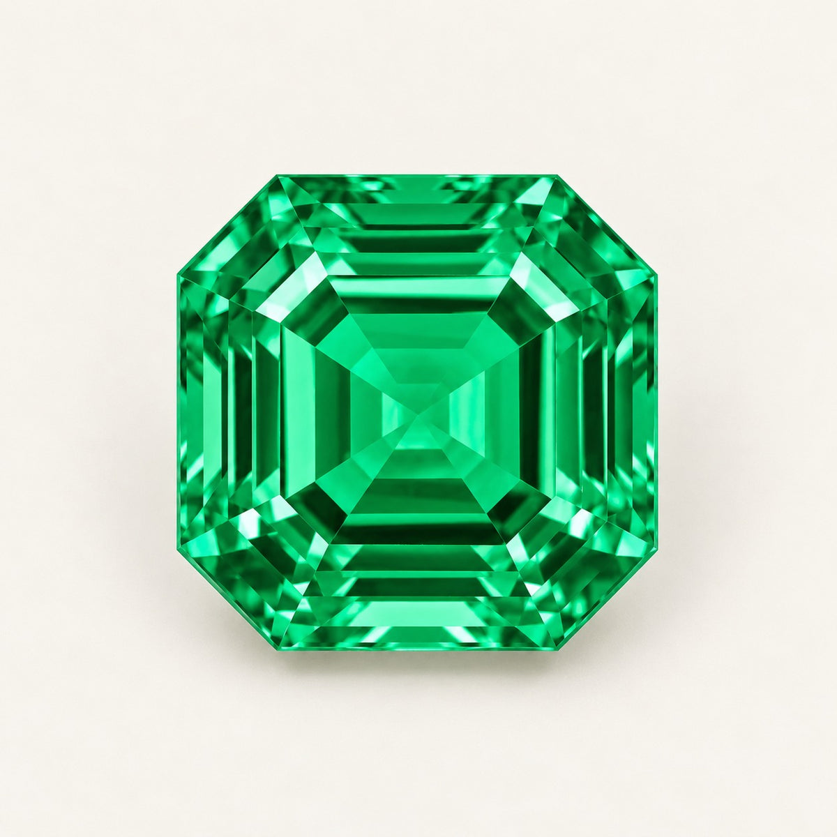 Colombian-colour lab-grown emerald, Asscher cut