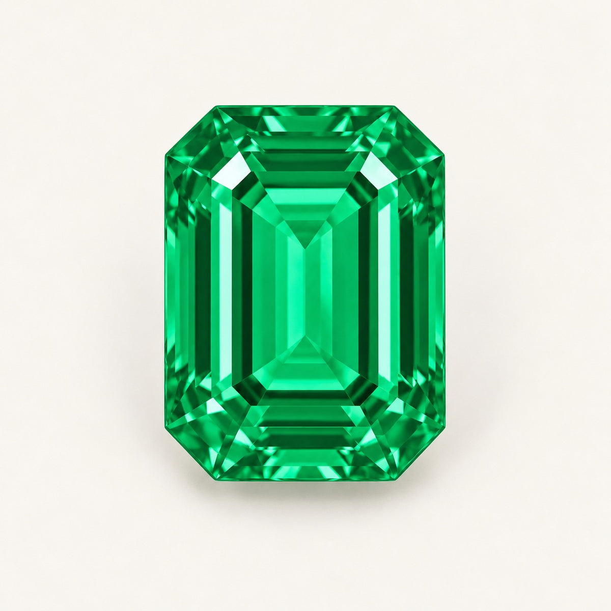 Colombian-colour lab-grown emerald, emerald cut