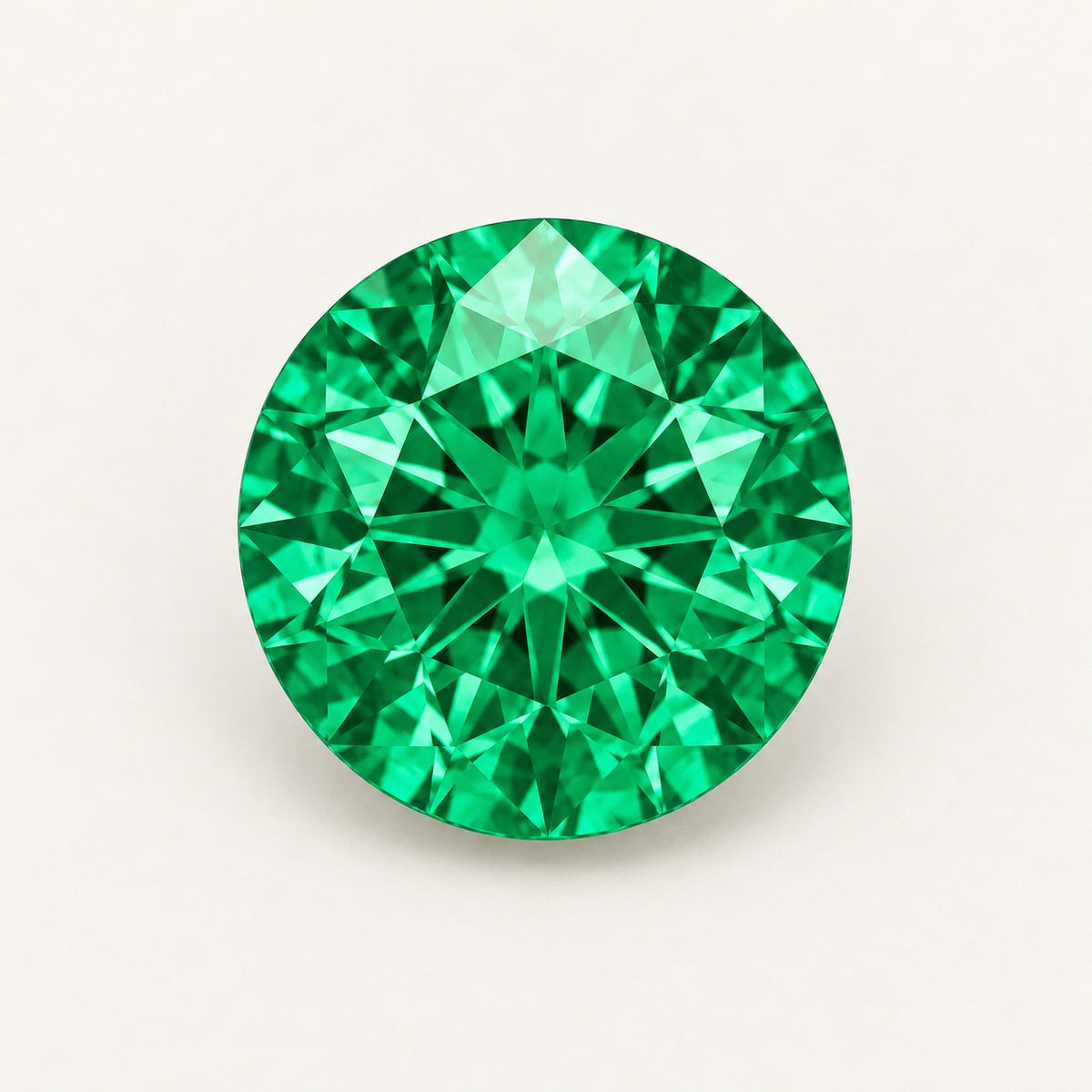 Colombian-colour lab-grown emerald, round cut