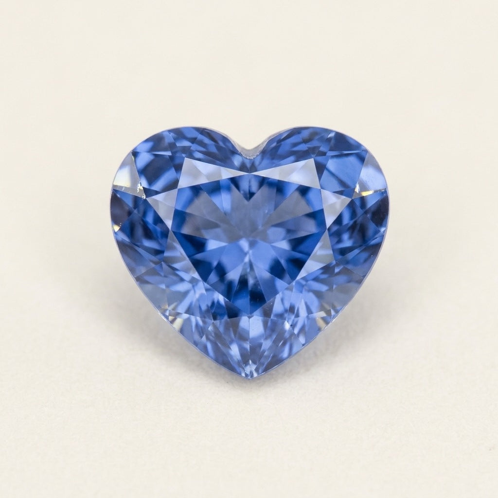 Cornflower blue lab-grown sapphire, heart cut