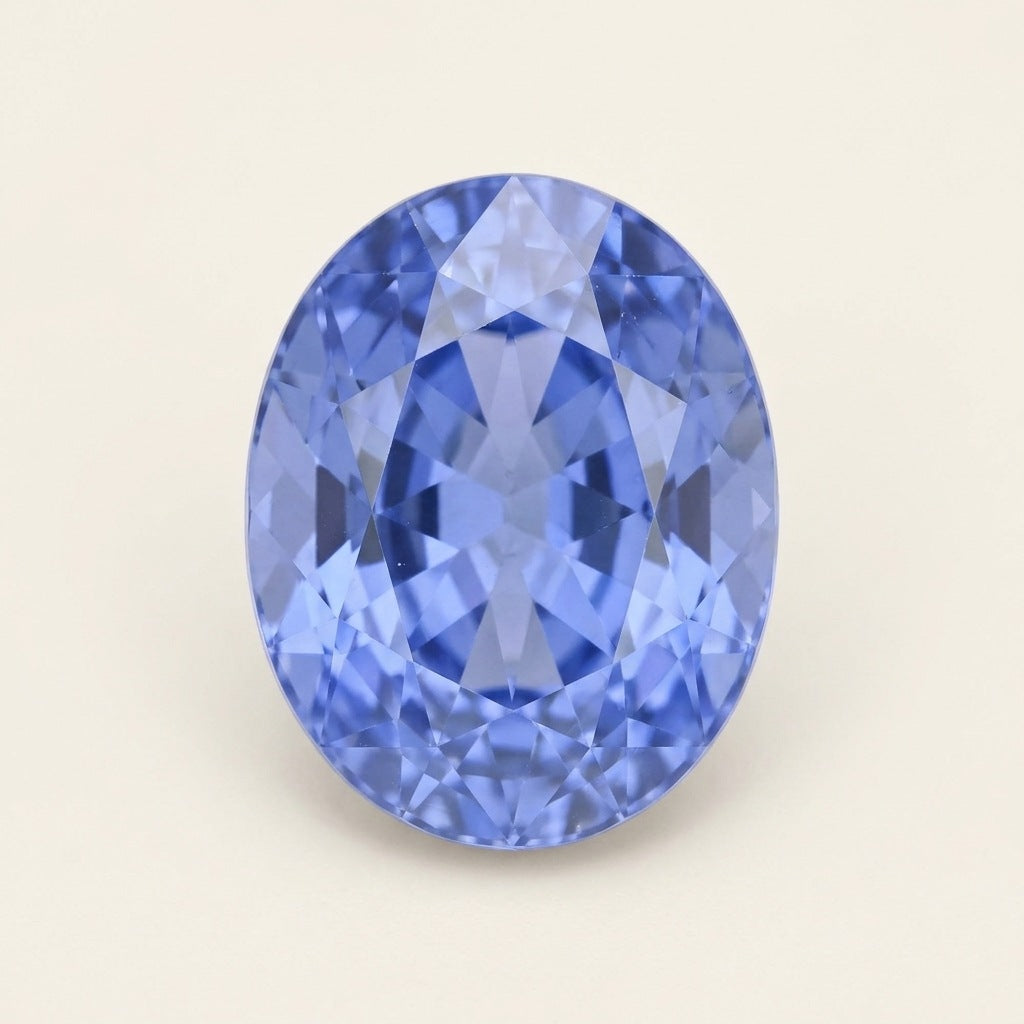Cornflower blue lab-grown sapphire, oval cut