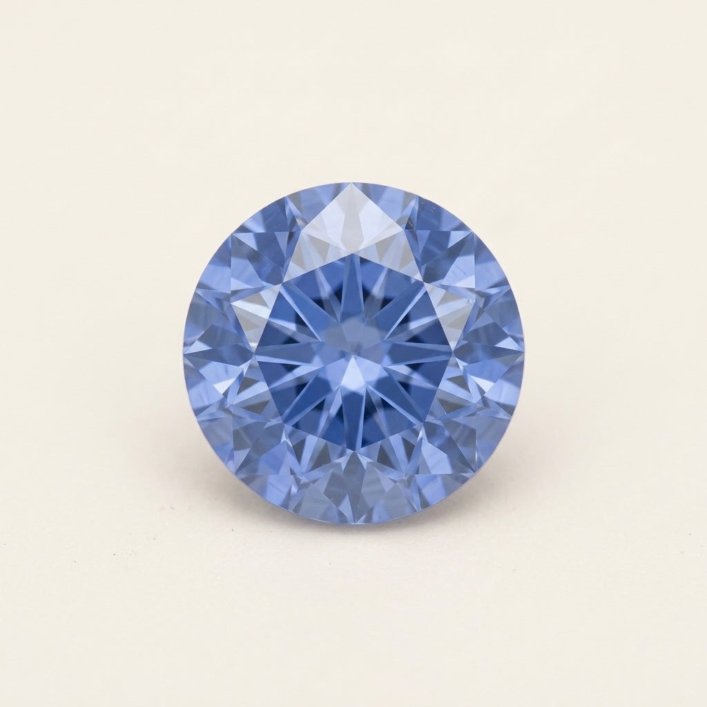 Cornflower blue lab-grown sapphire, round cut