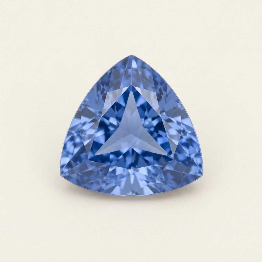Cornflower blue lab-grown sapphire, trillion cut