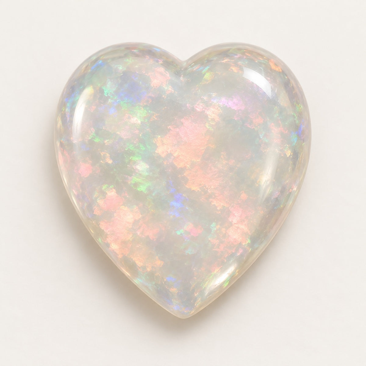 Crystal lab-grown opal, heart cabochon