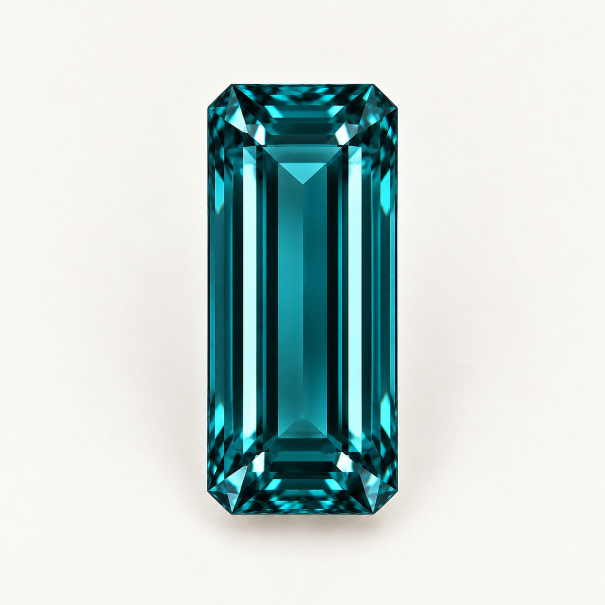 Deep teal lab-grown spinel, baguette cut