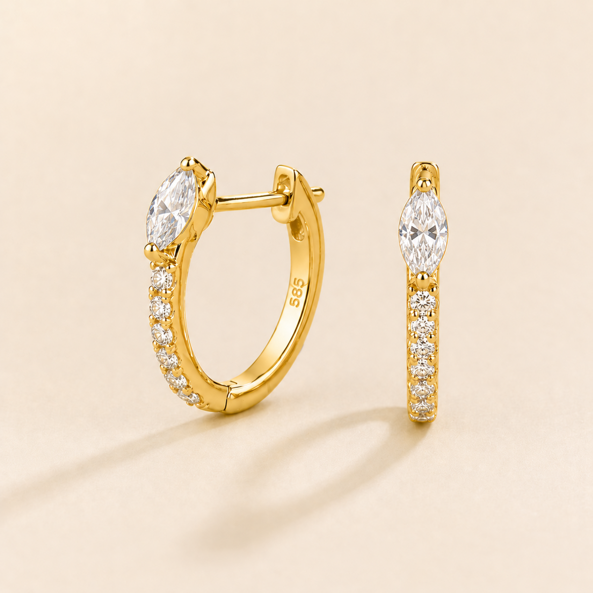 Sava Marquise Diamond Huggie Hoop Earrings in Gold | Juvetti