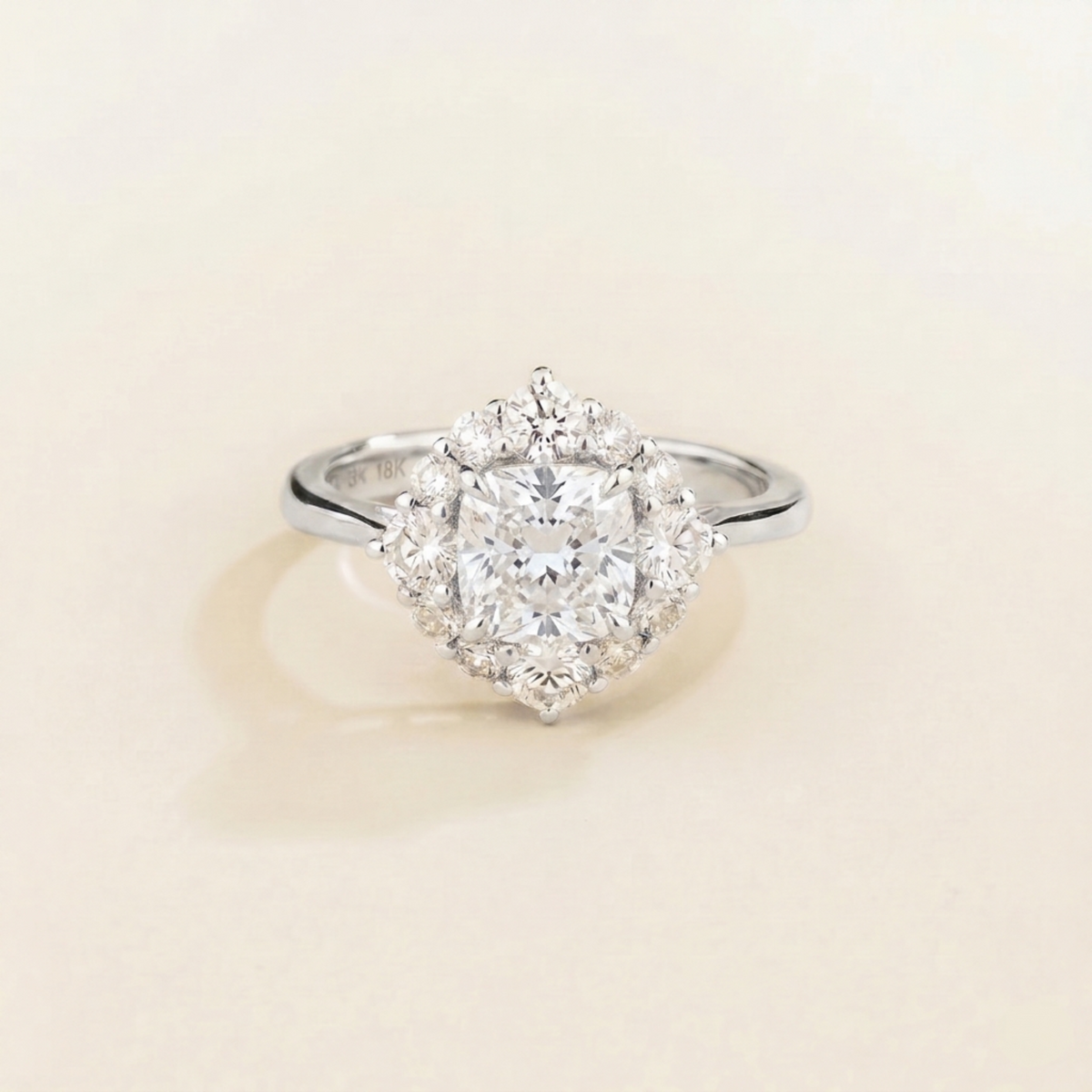 Tuli Cushion-Cut Diamond Halo Ring in White Gold | Juvetti