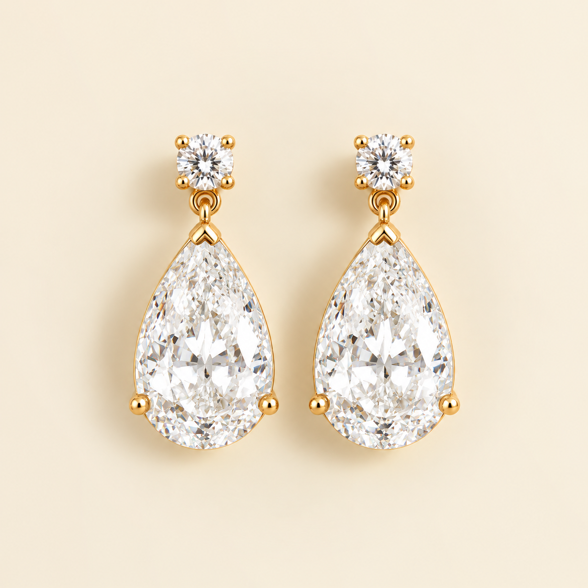 Pisa diamond large pear drop earrings in gold