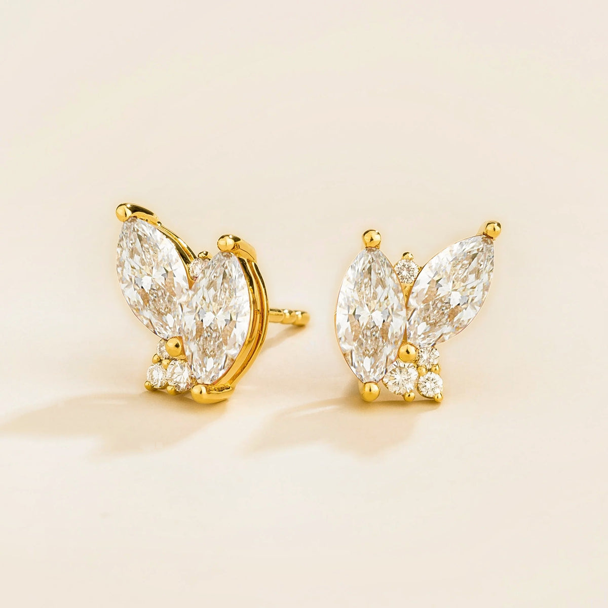 Vento Marquise Diamond Cluster Stud Earrings in Gold