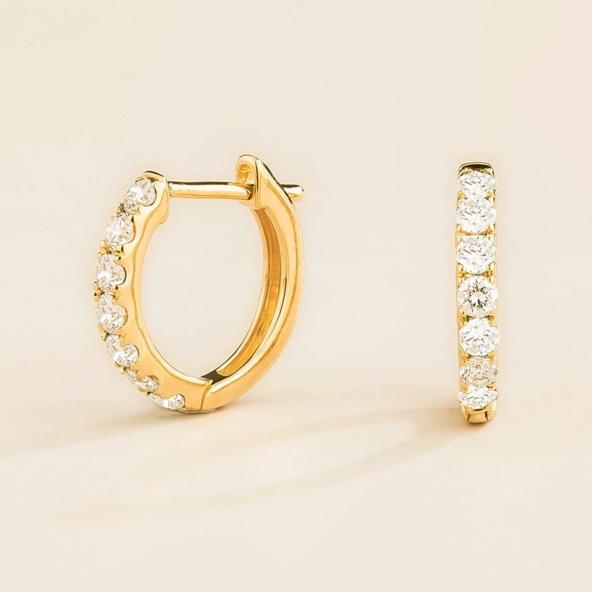 Stacy Diamond Huggie Hoop Earrings in Gold | Juvetti
