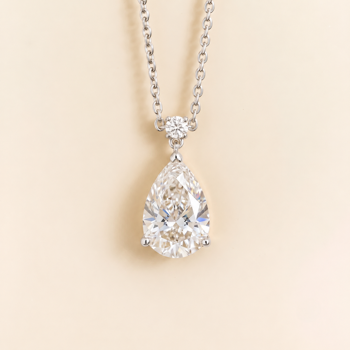 Pisa diamond large pear drop pendant necklace in white gold