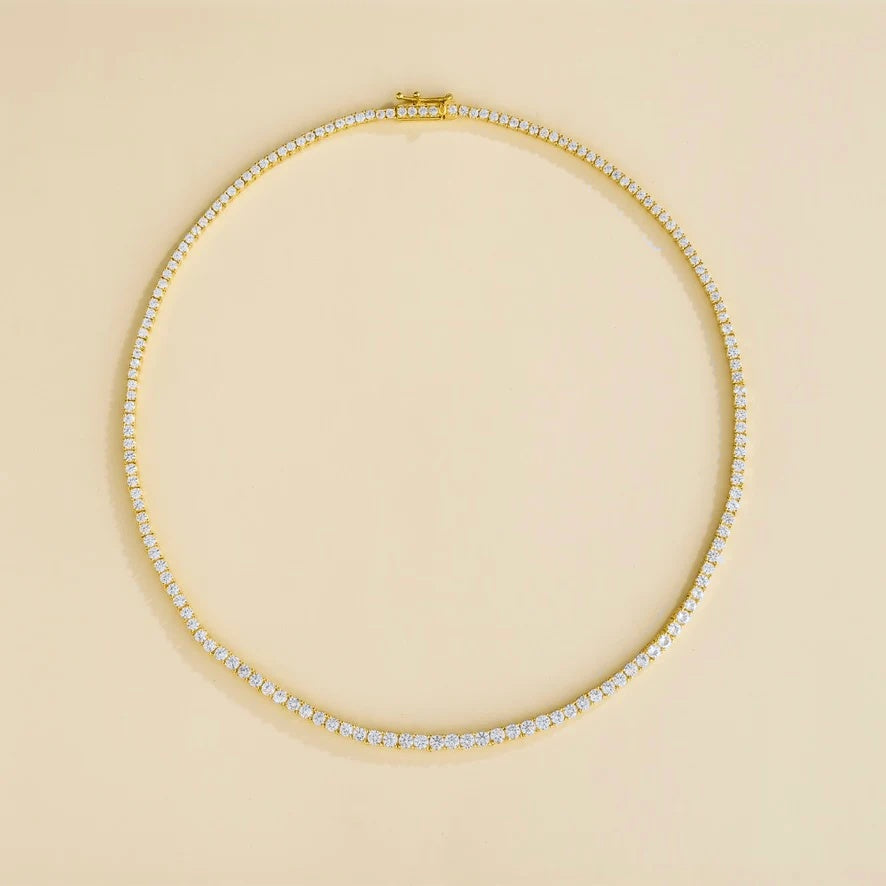 Stacy round tennis necklace in gold