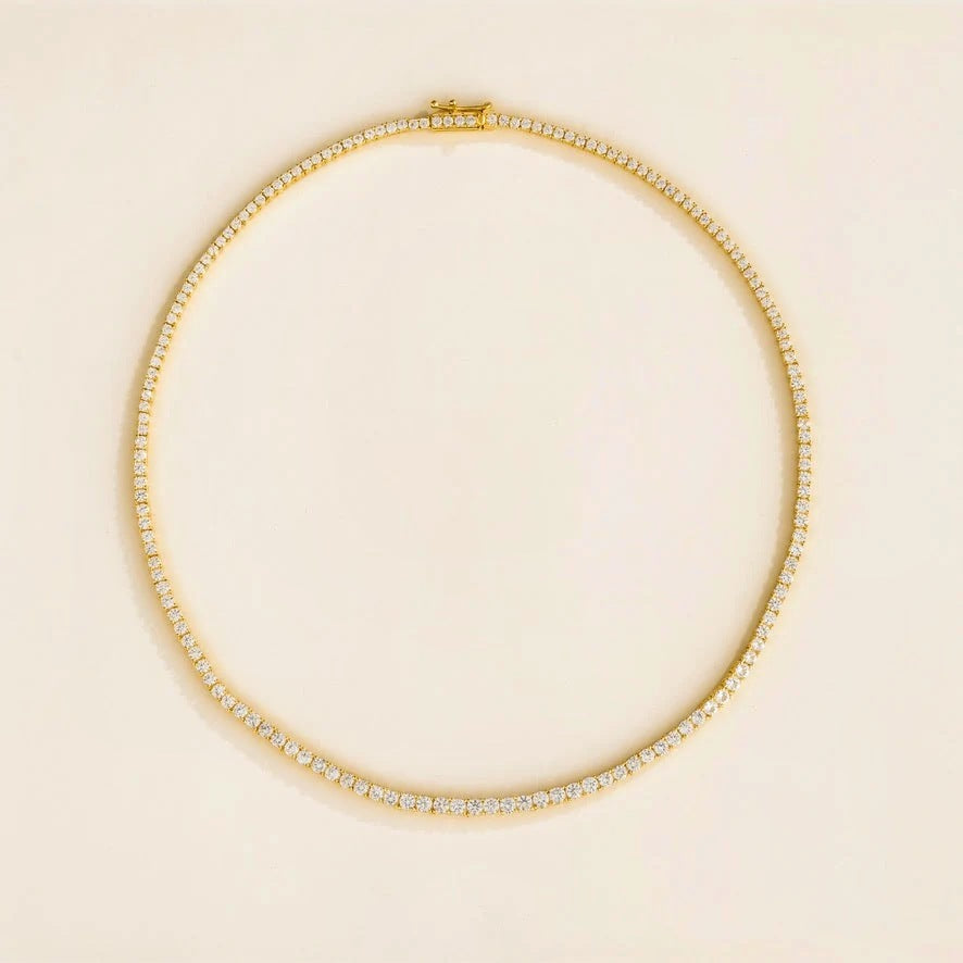 Stacy round tennis necklace in gold